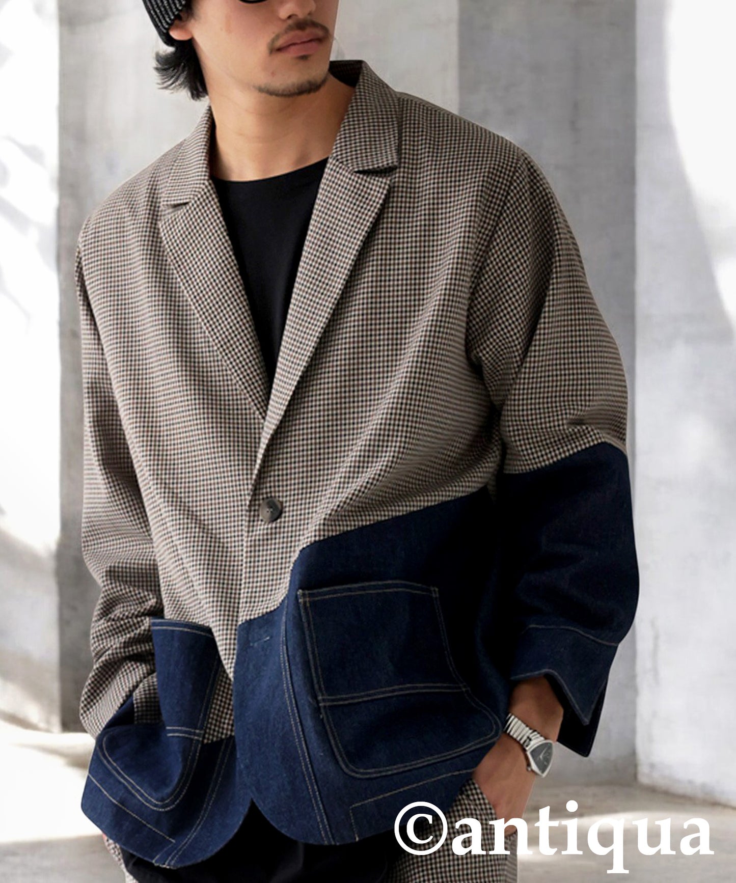 Denim Switching Jacket Men's