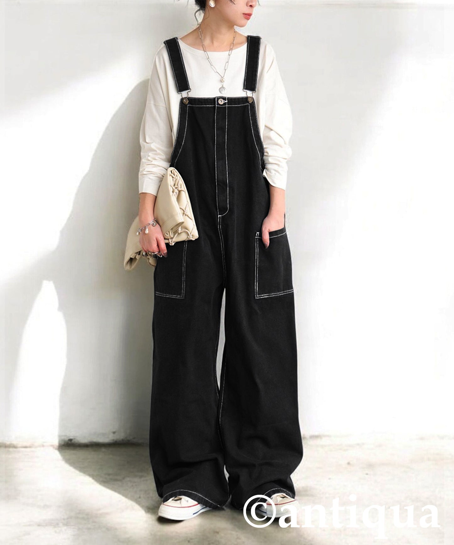 Stitched Denim Overalls Ladies