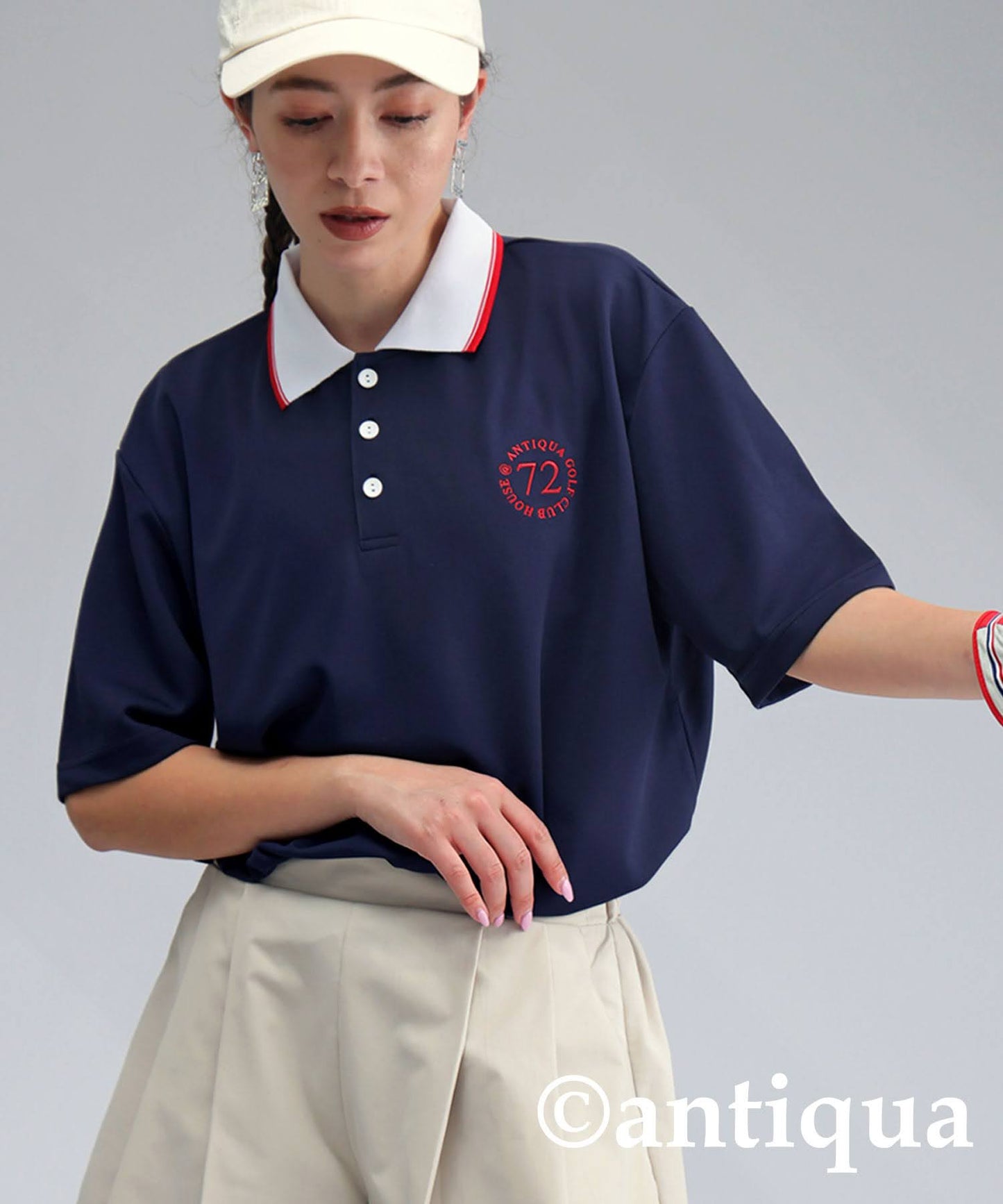 ANTIQUA GOLF×STCH Color-Coordinated Polo Shirt Ladies