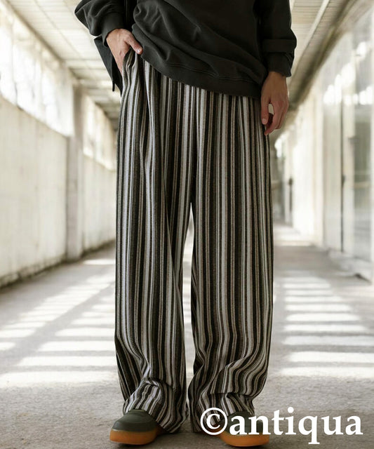 Striped Tuck Wide Pants Men's