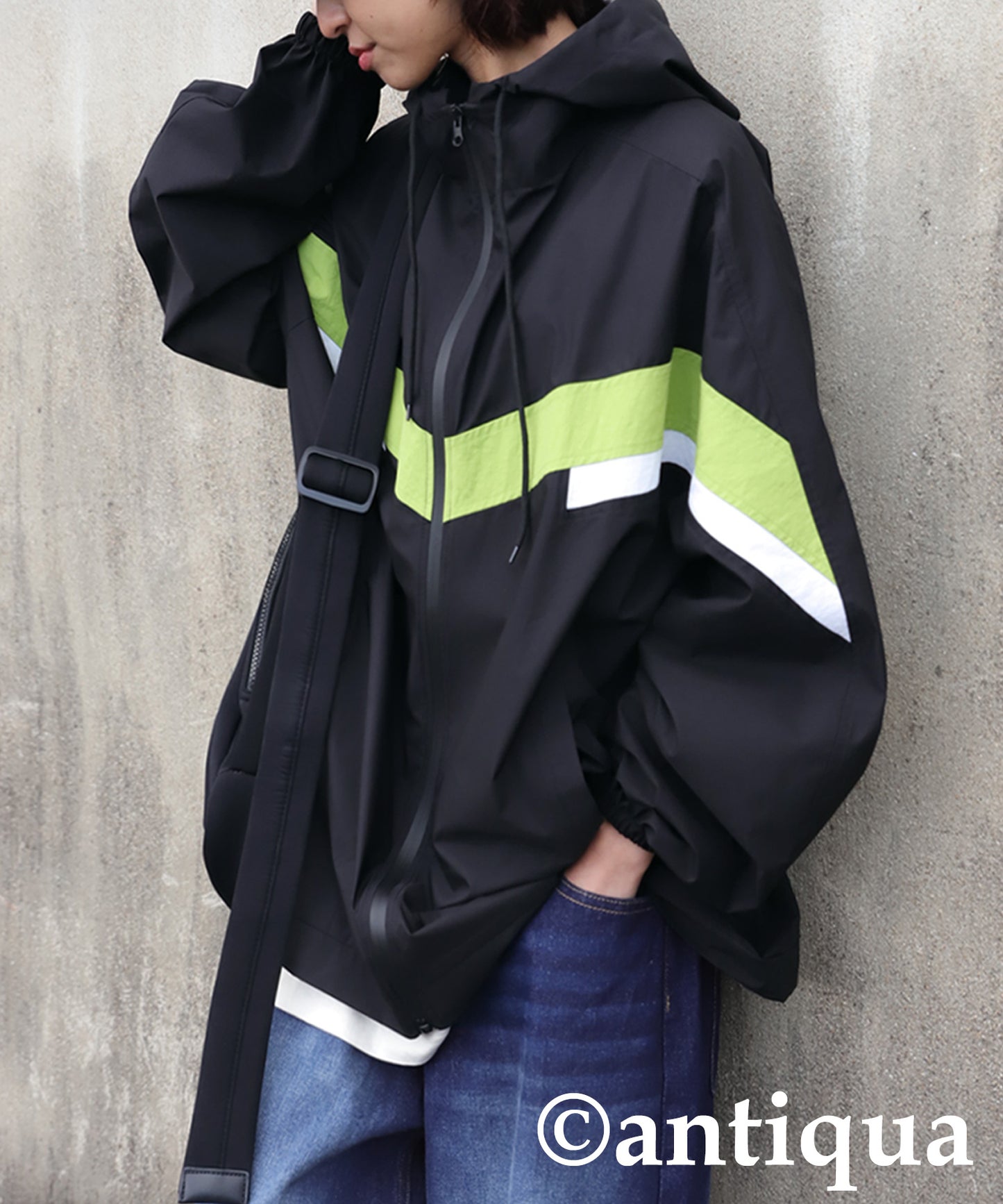 Color-Block Nylon Hoodie Ladies