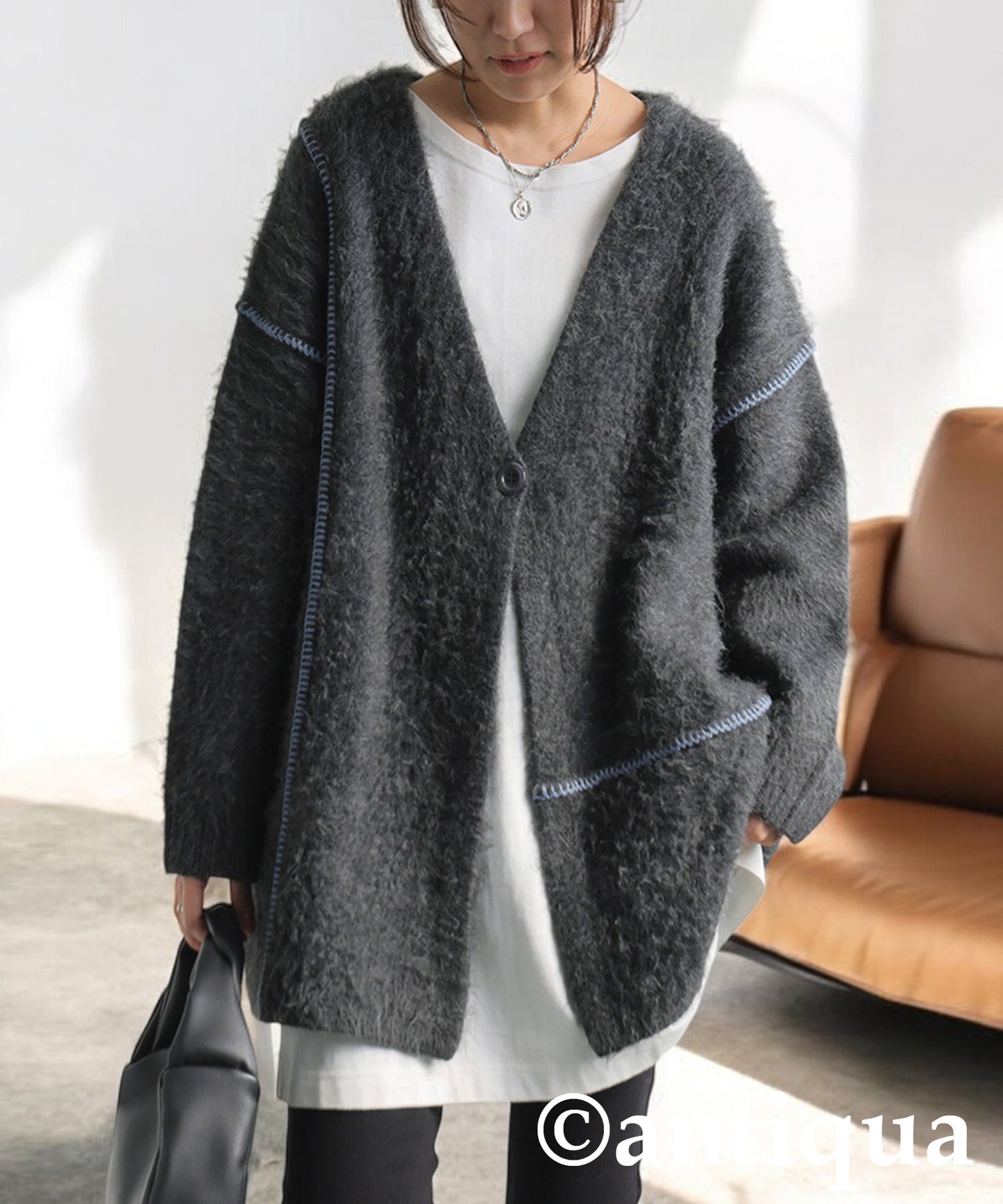 Color Stitching Knit Cardigan Ladies