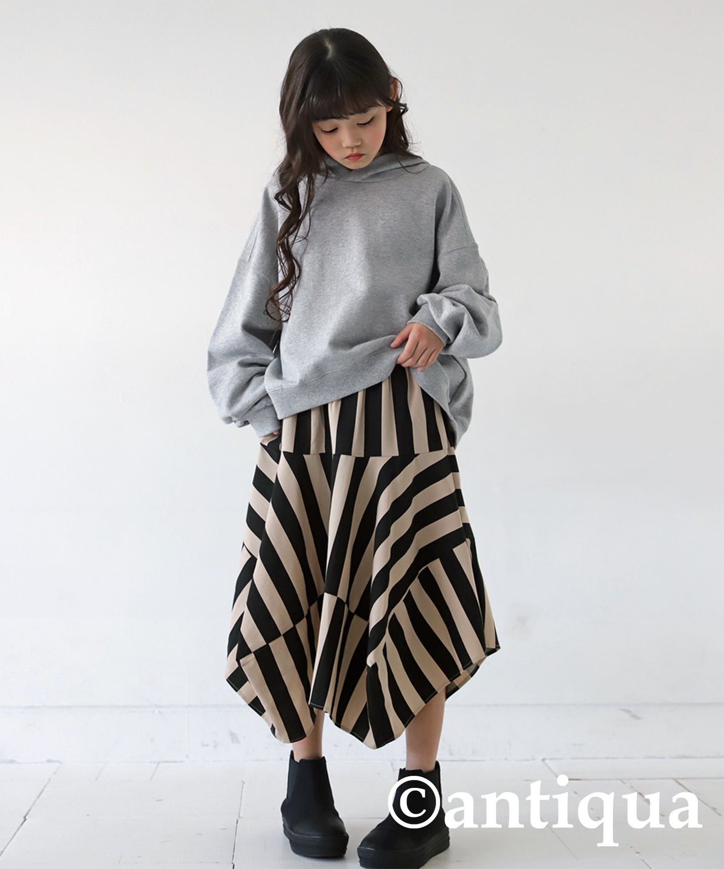 Striped pattern panel skirt Kids