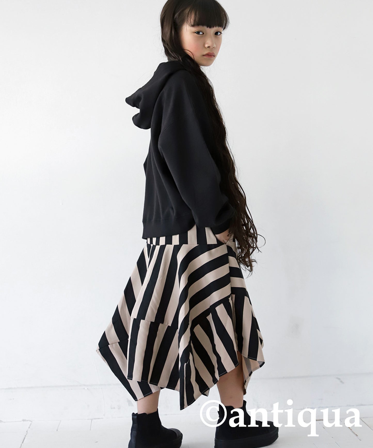 Striped pattern panel skirt Kids