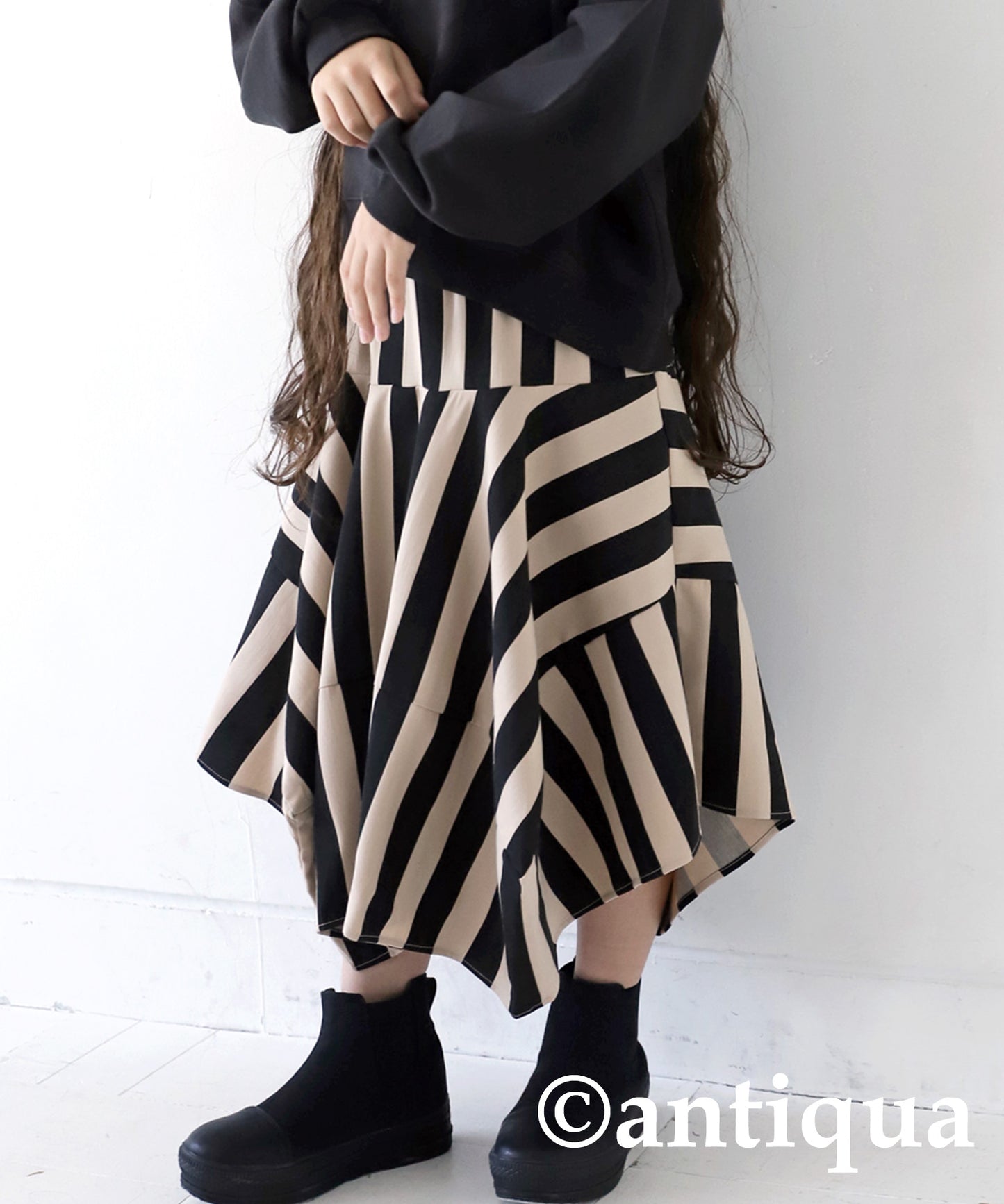 Striped pattern panel skirt Kids