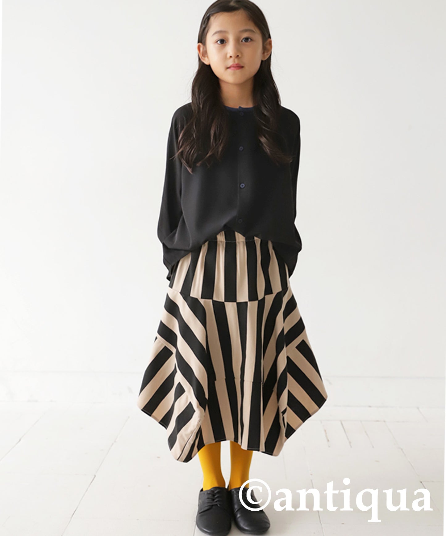 Striped pattern panel skirt Kids