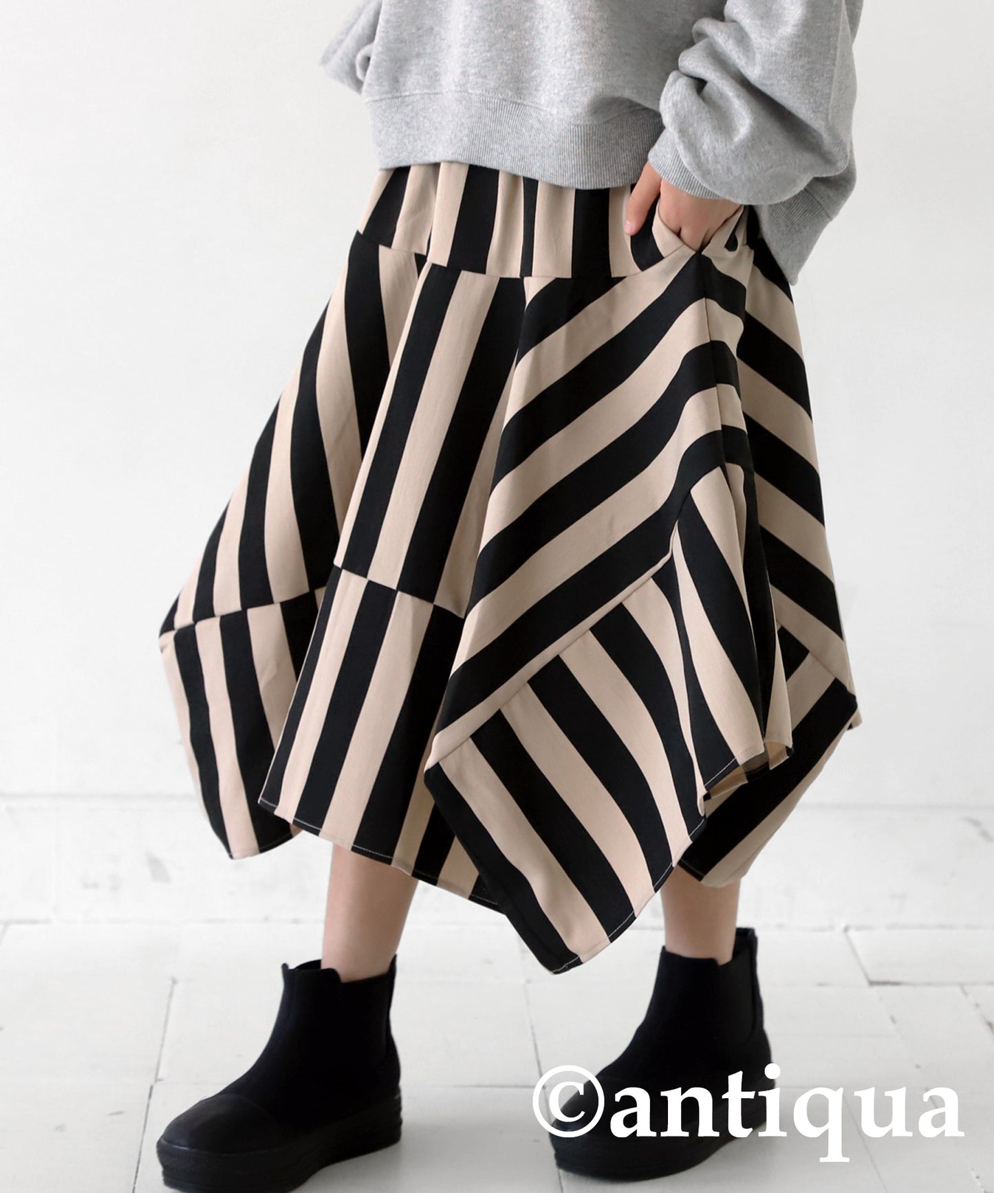 Striped pattern panel skirt Kids