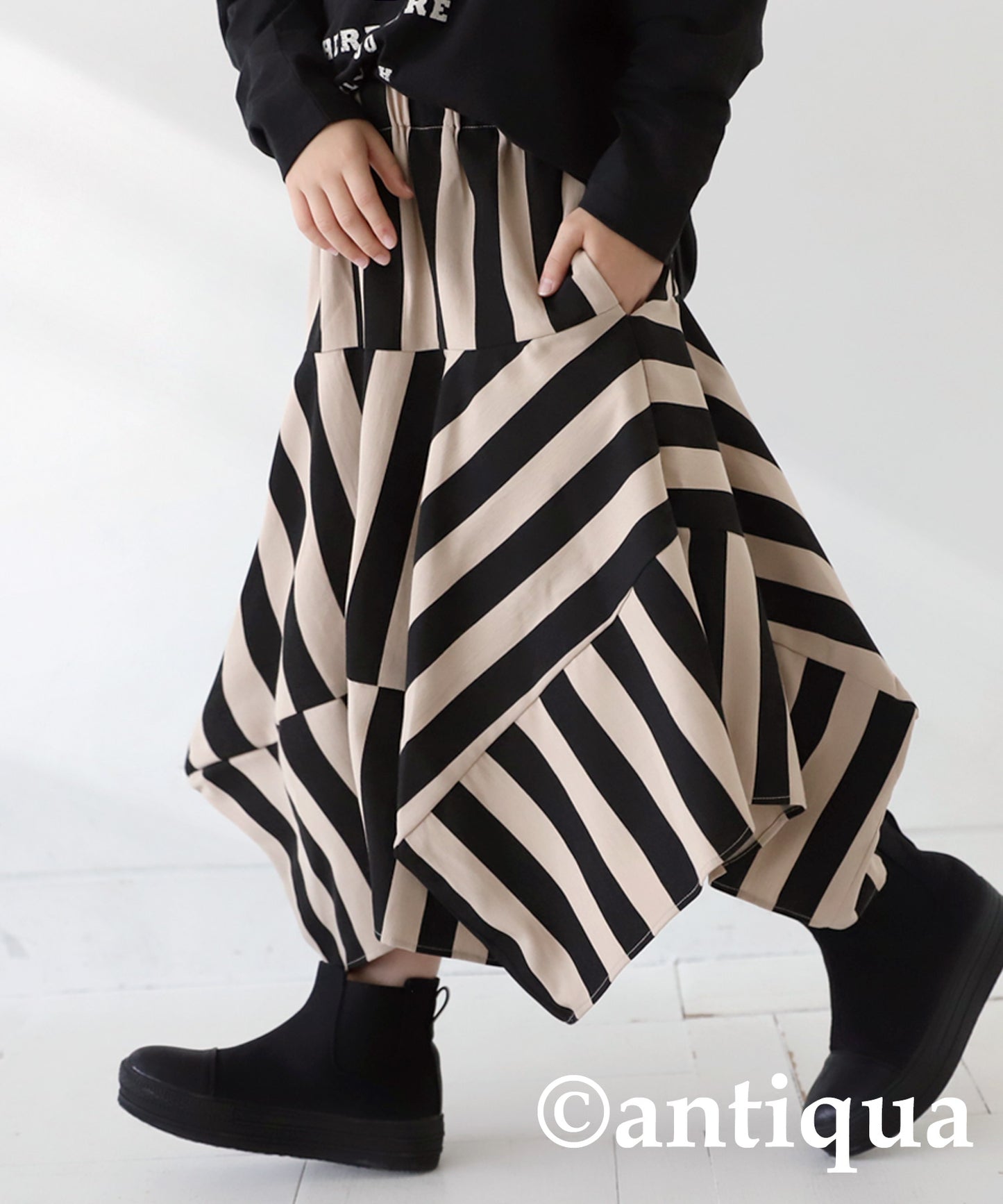 Striped pattern panel skirt Kids