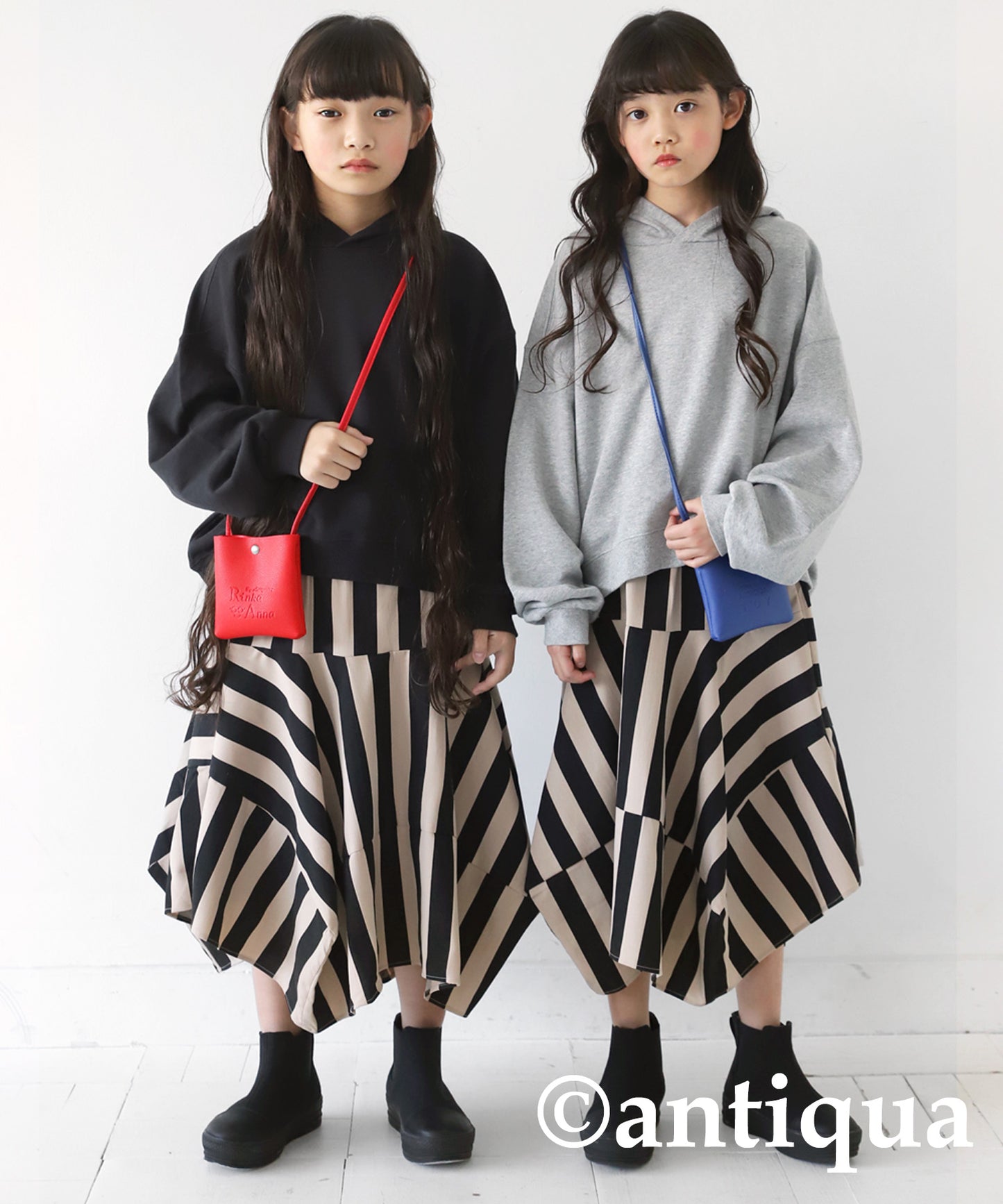 Striped pattern panel skirt Kids