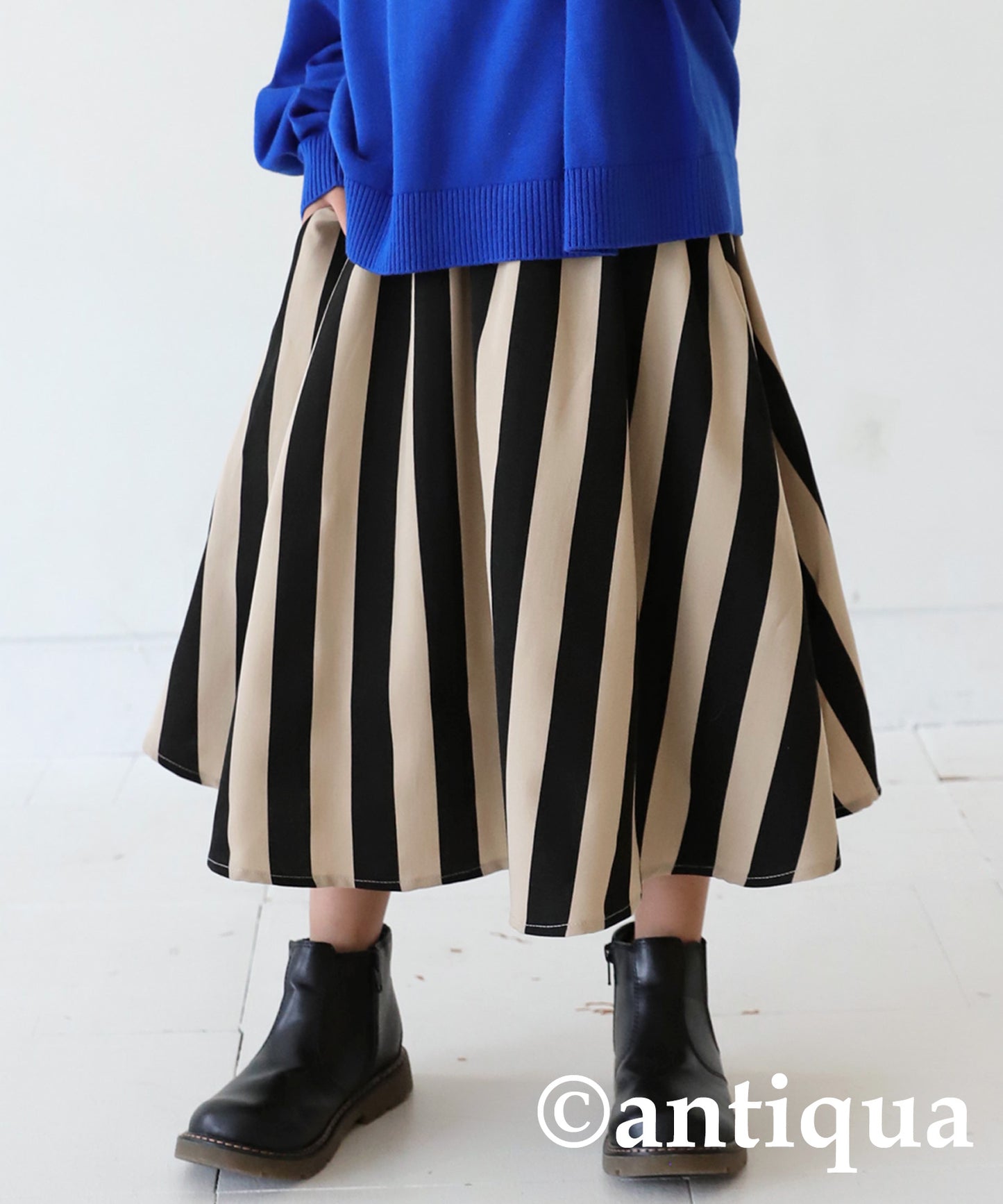 Striped Pattern Flare Skirt Kids