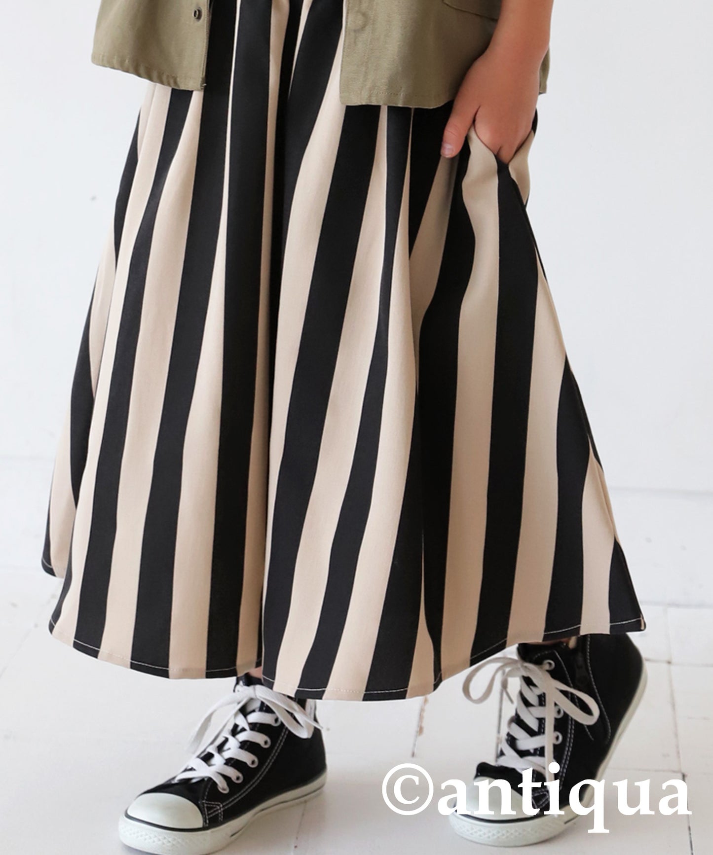 Striped Pattern Flare Skirt Kids