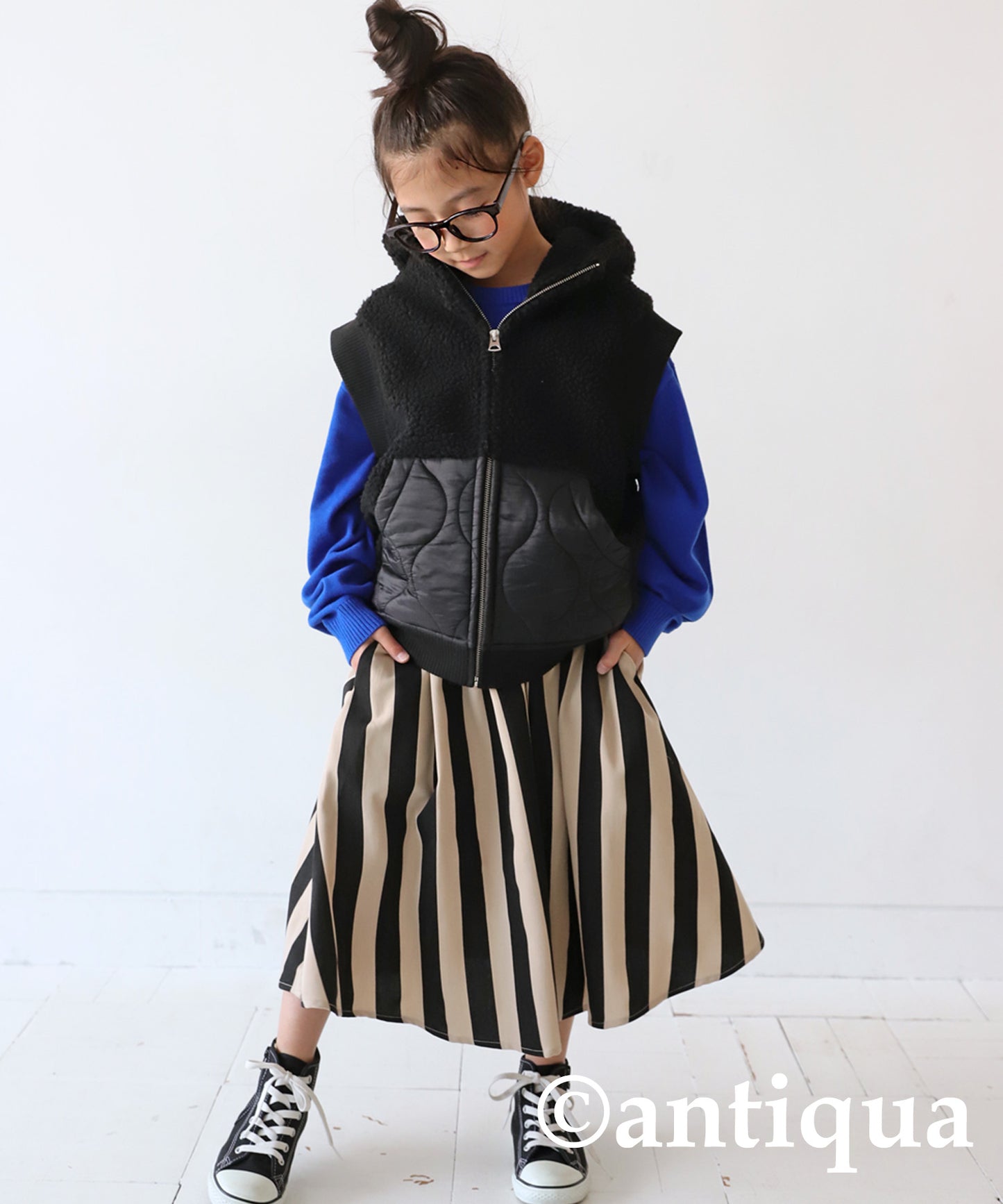 Striped Pattern Flare Skirt Kids