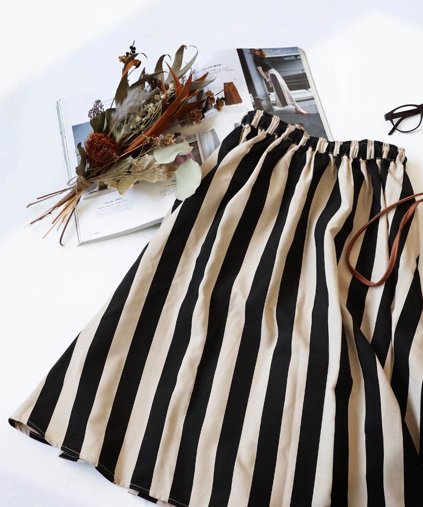 Striped Pattern Flare Skirt Junior