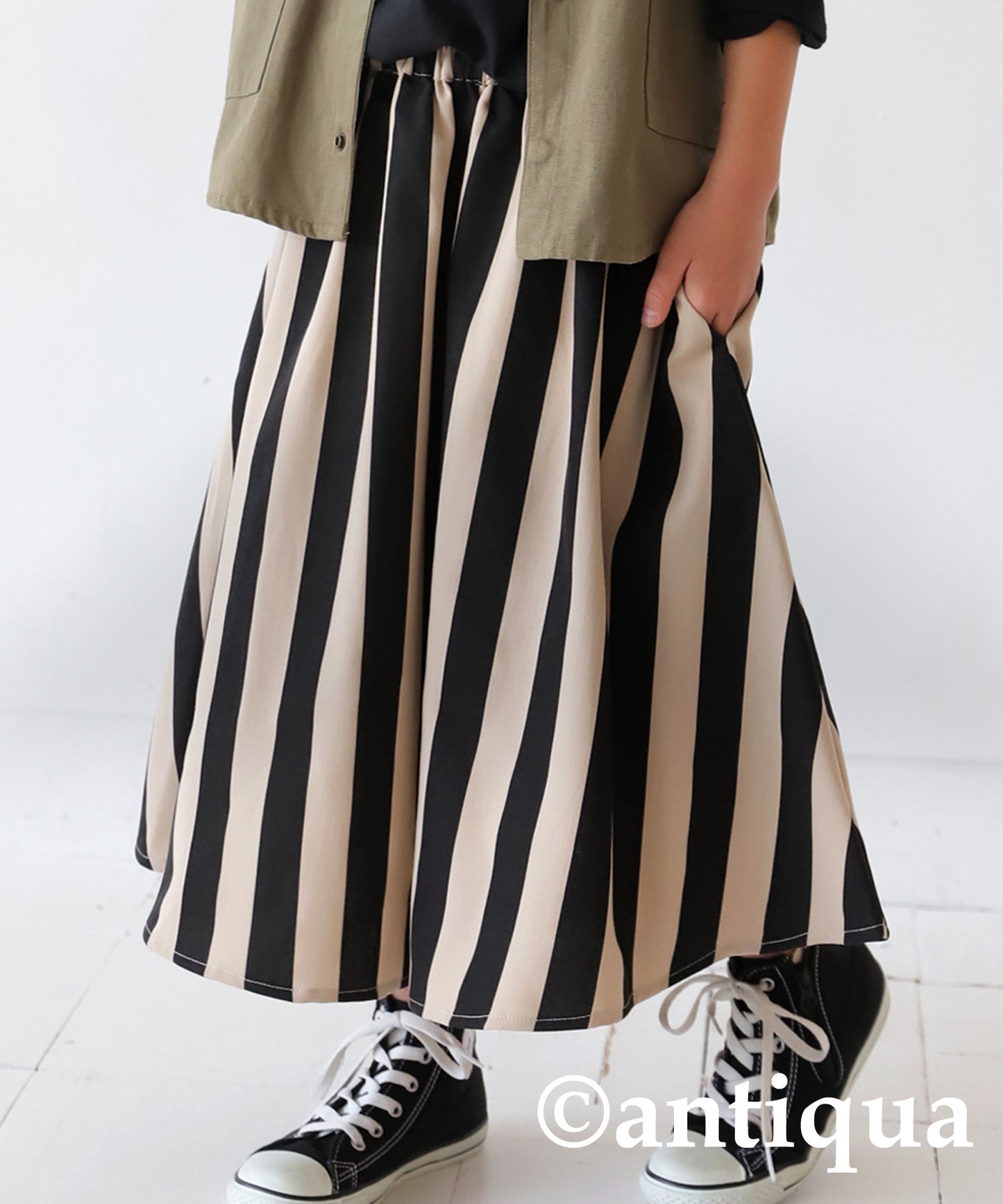 Striped Pattern Flare Skirt Kids