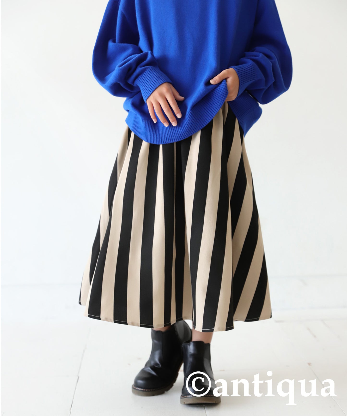 Striped Pattern Flare Skirt Kids