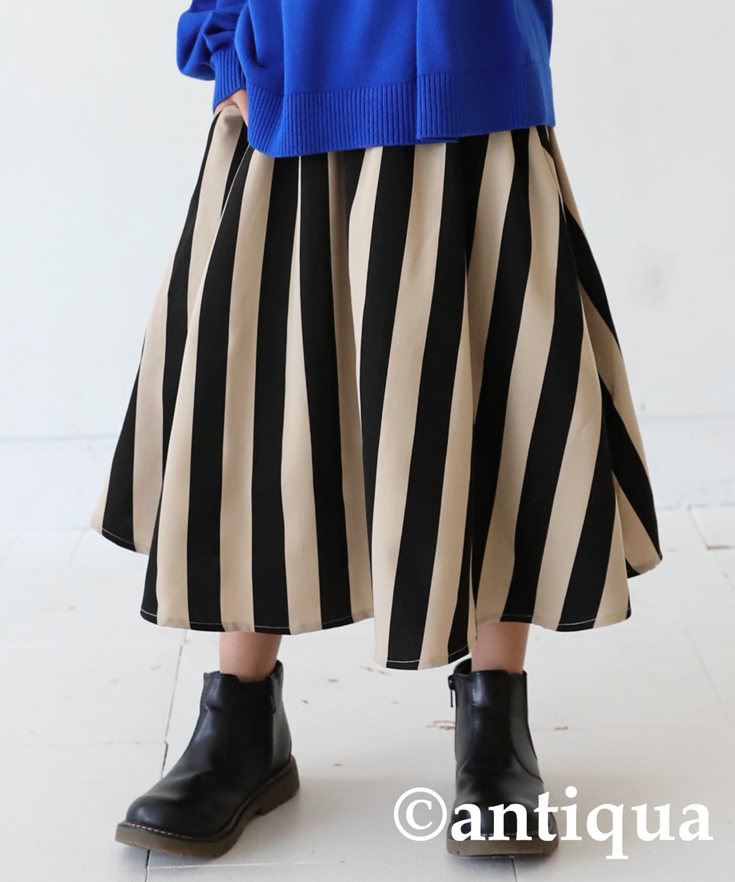 Striped Pattern Flare Skirt Kids