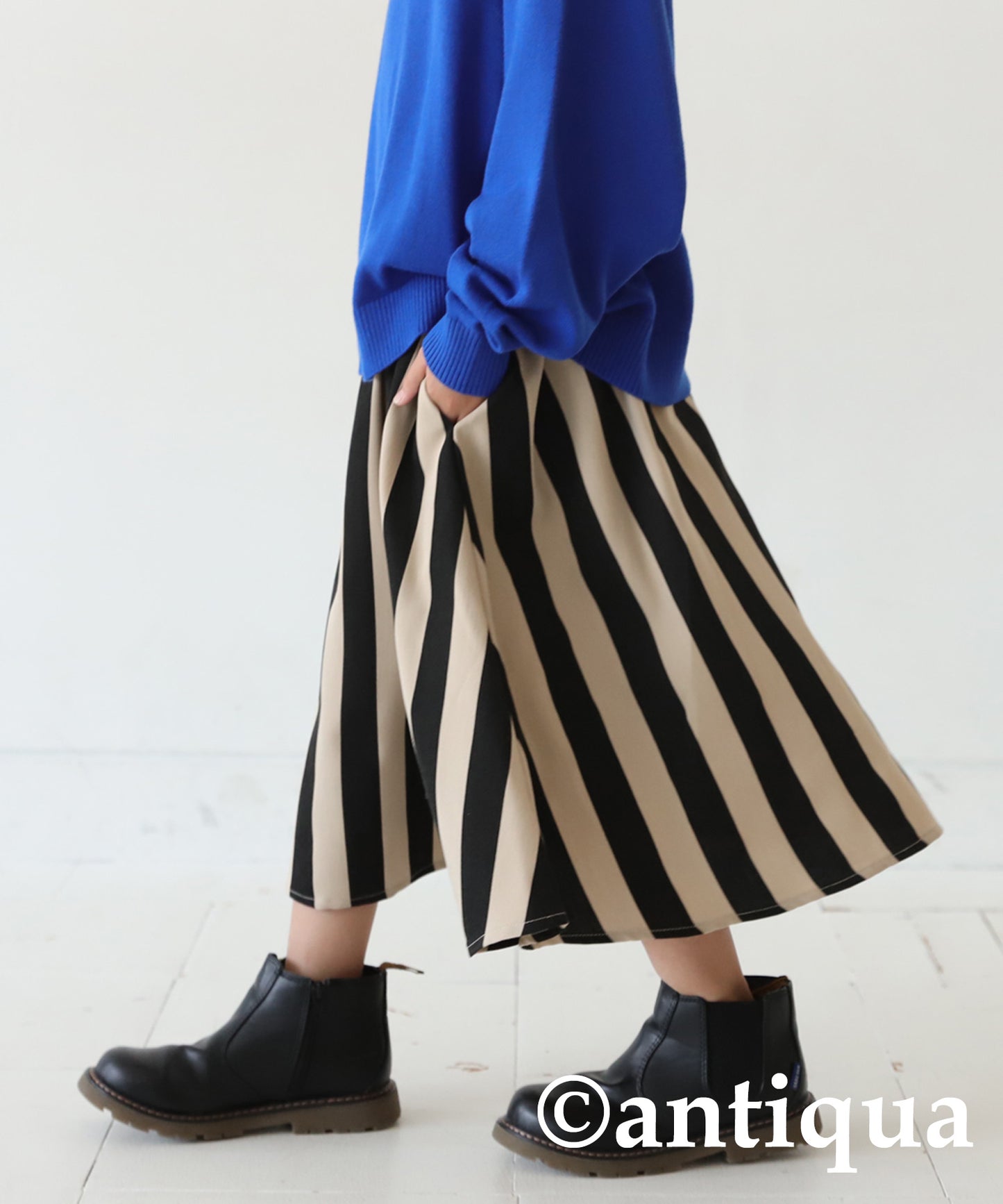 Striped Pattern Flare Skirt Kids