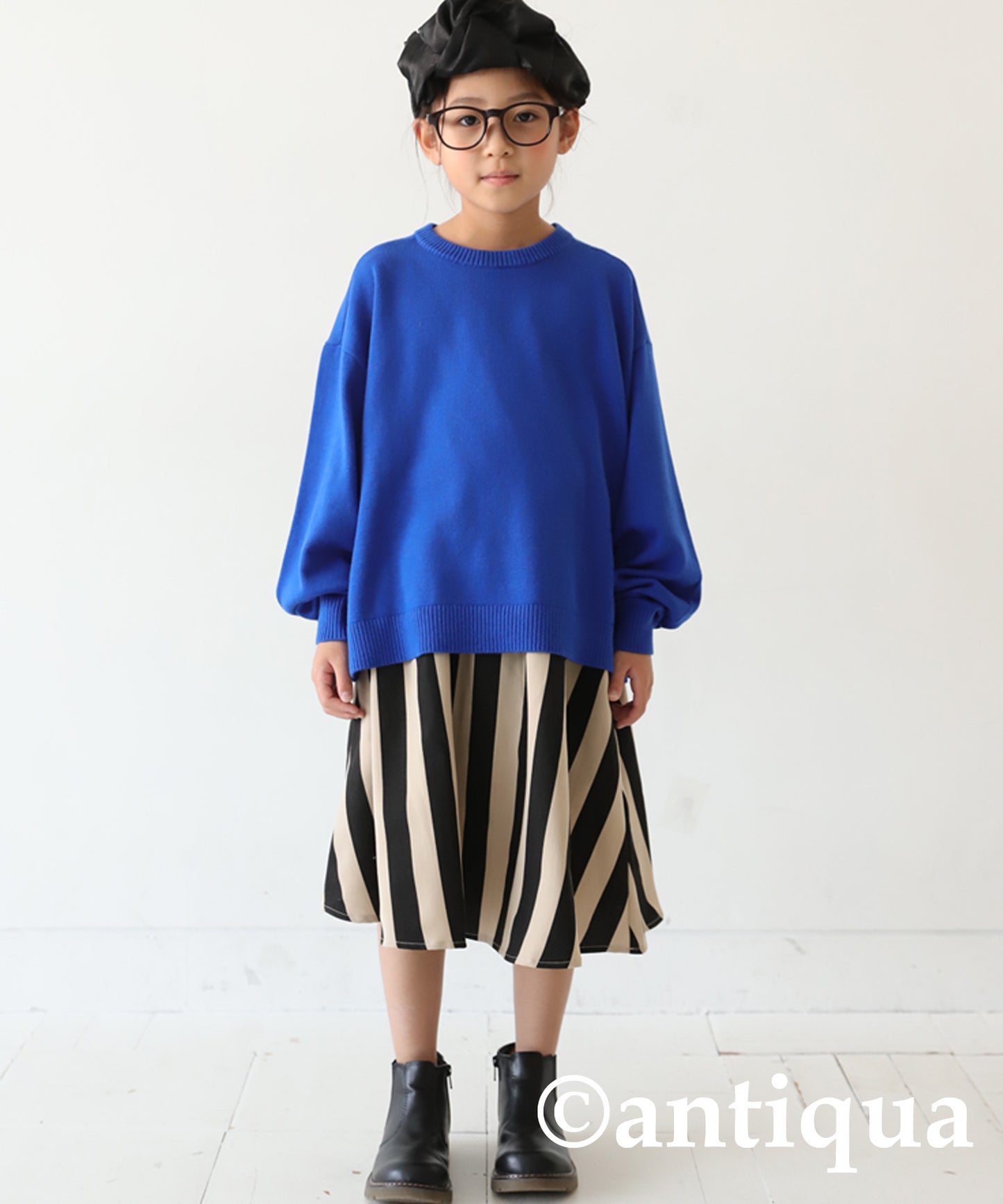 Striped Pattern Flare Skirt Kids