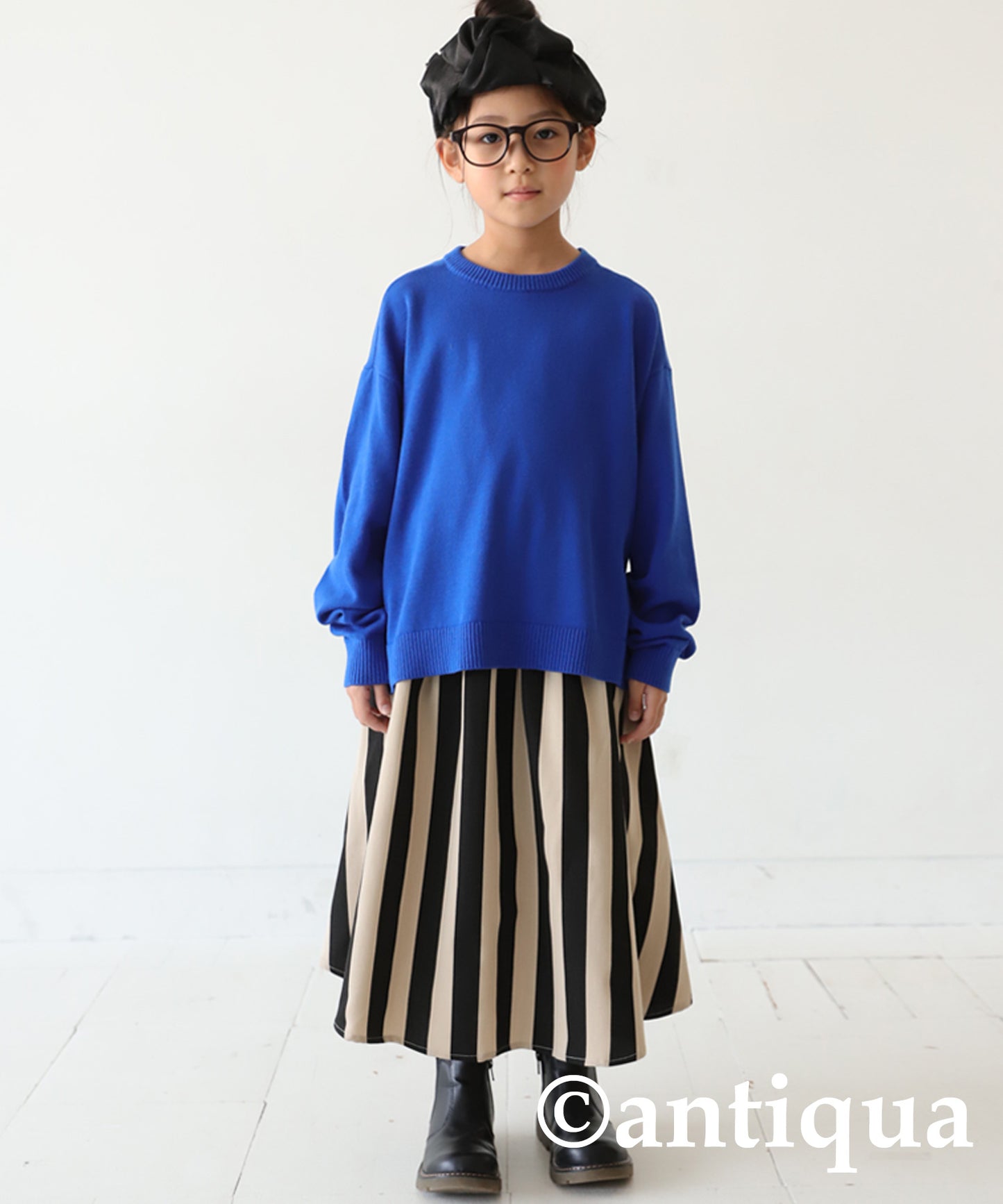 Striped Pattern Flare Skirt Kids