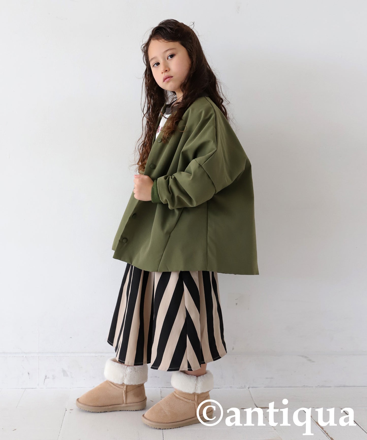 Striped Pattern Flare Skirt Kids