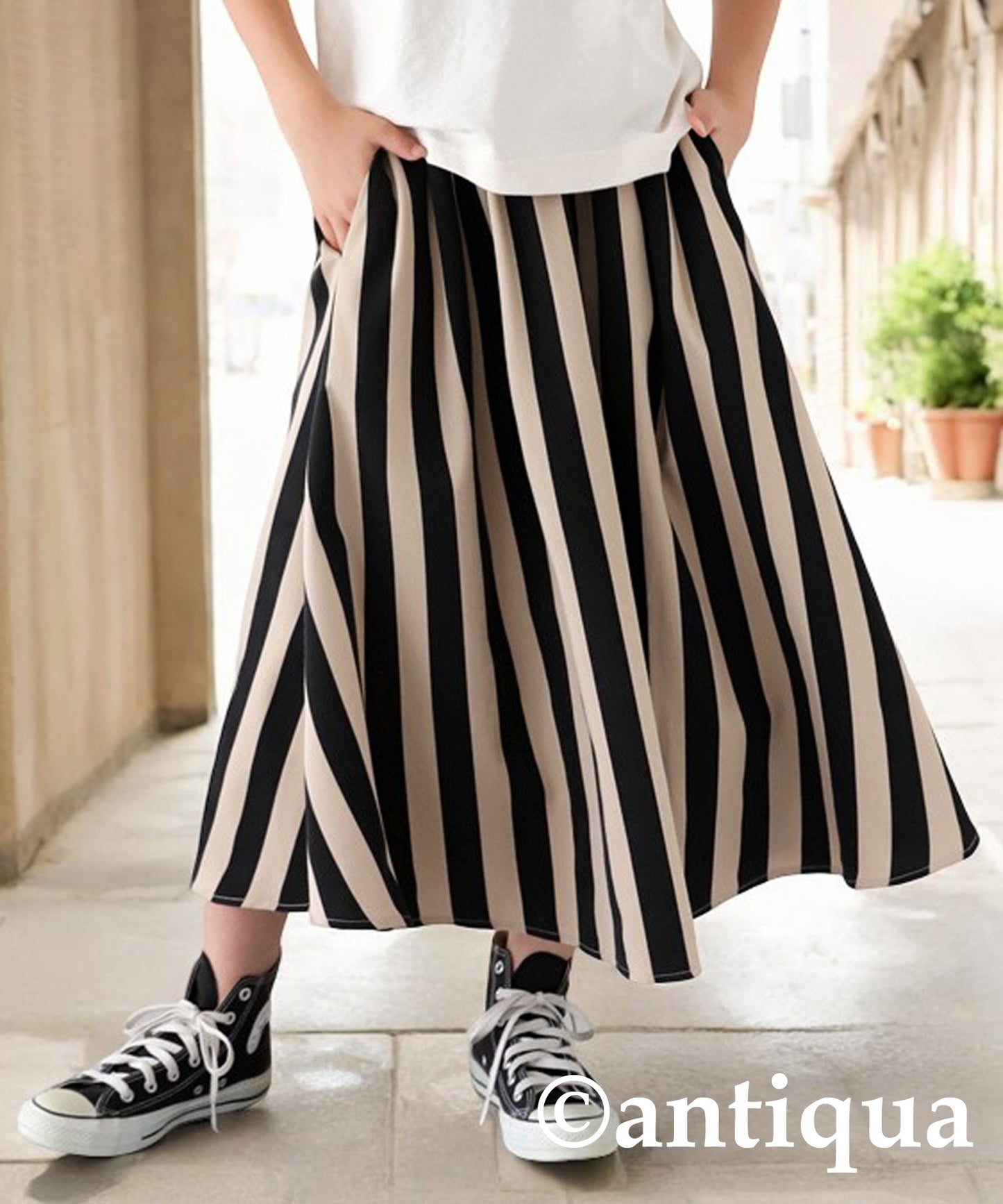 Striped Pattern Flare Skirt Junior