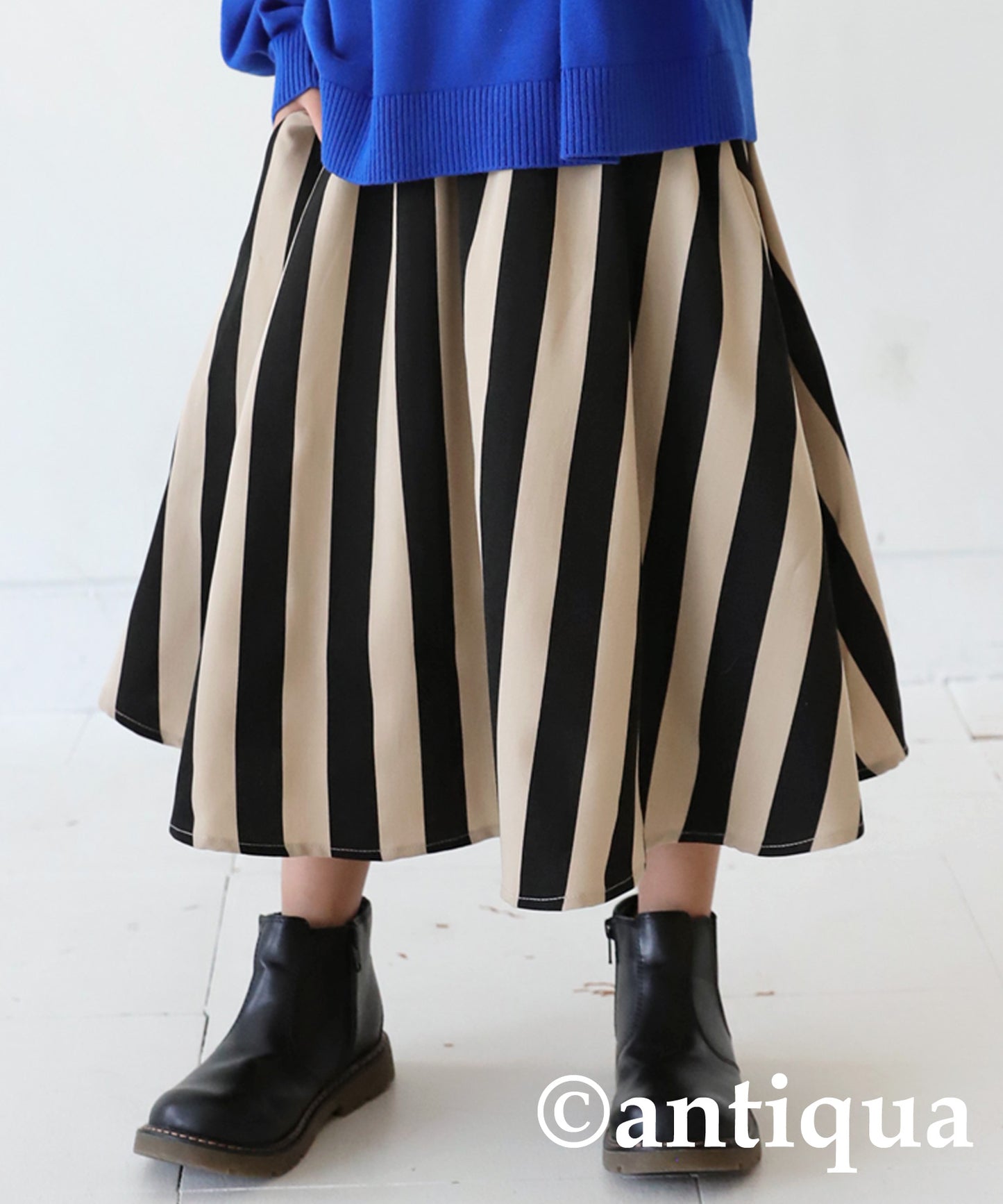 Striped Pattern Flare Skirt Junior