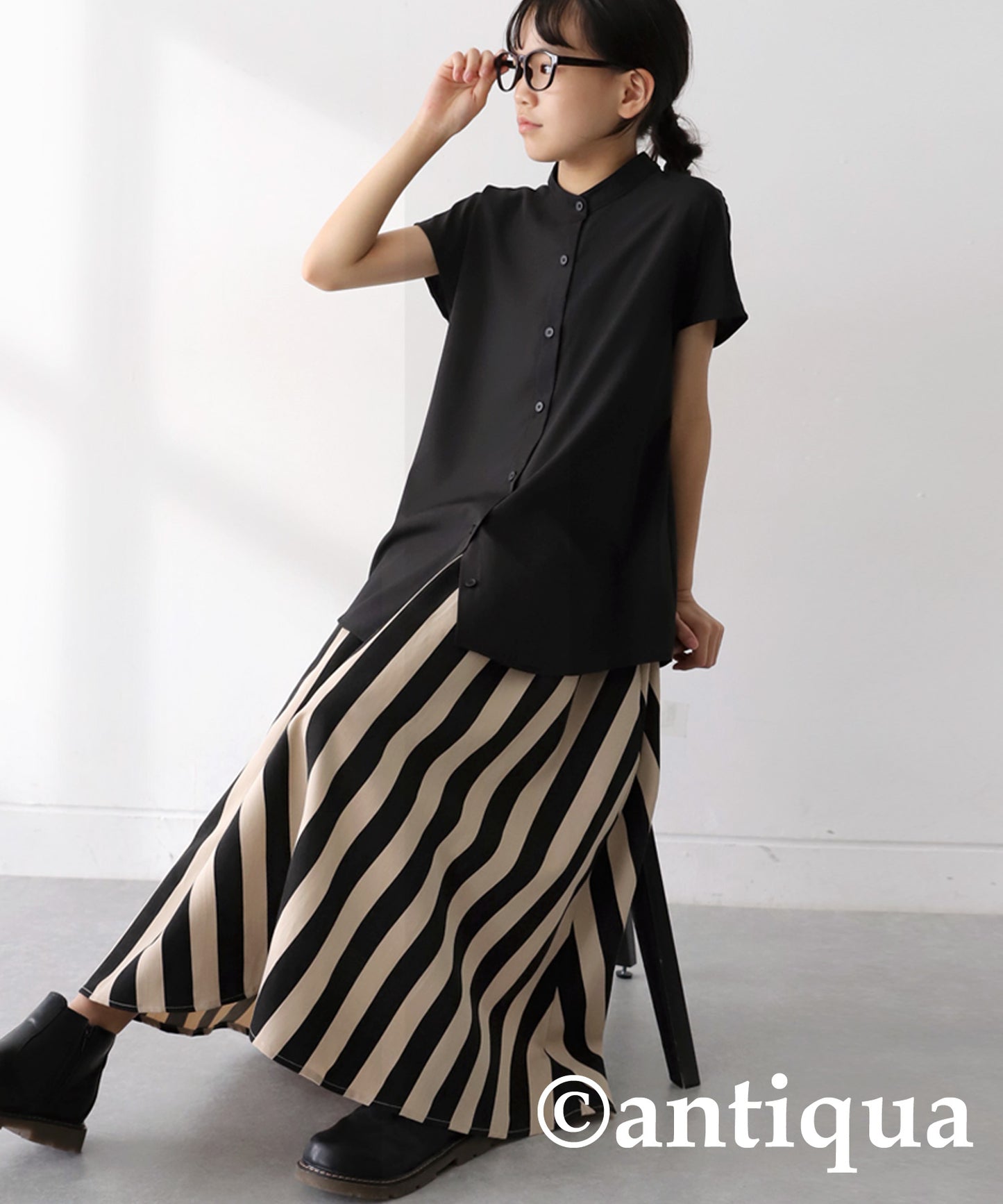 Striped Pattern Flare Skirt Junior