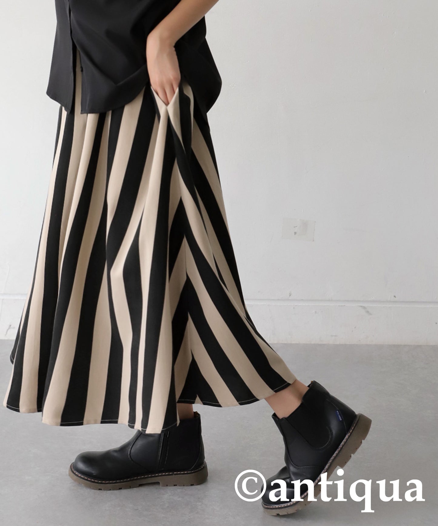 Striped Pattern Flare Skirt Junior