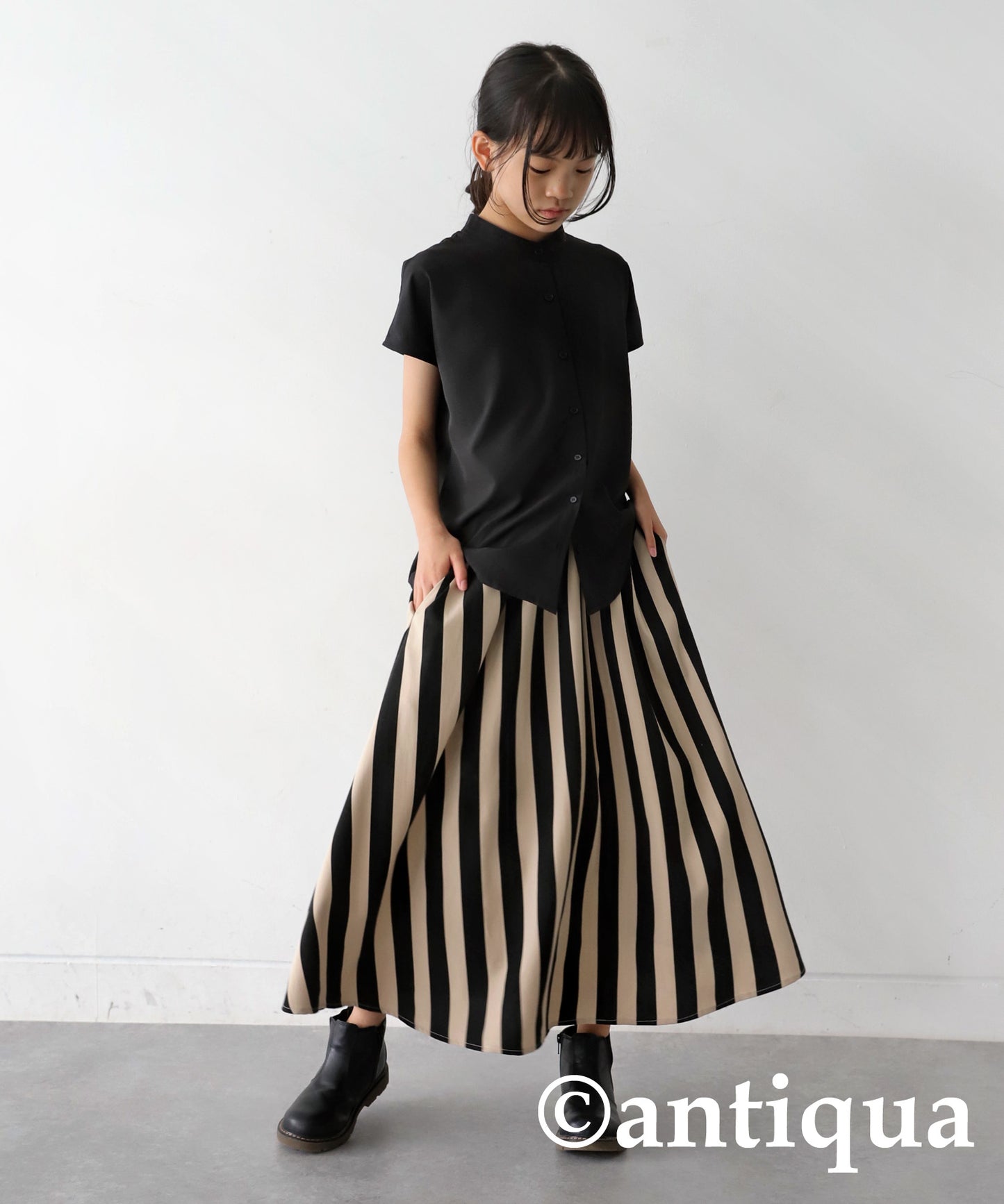 Striped Pattern Flare Skirt Junior