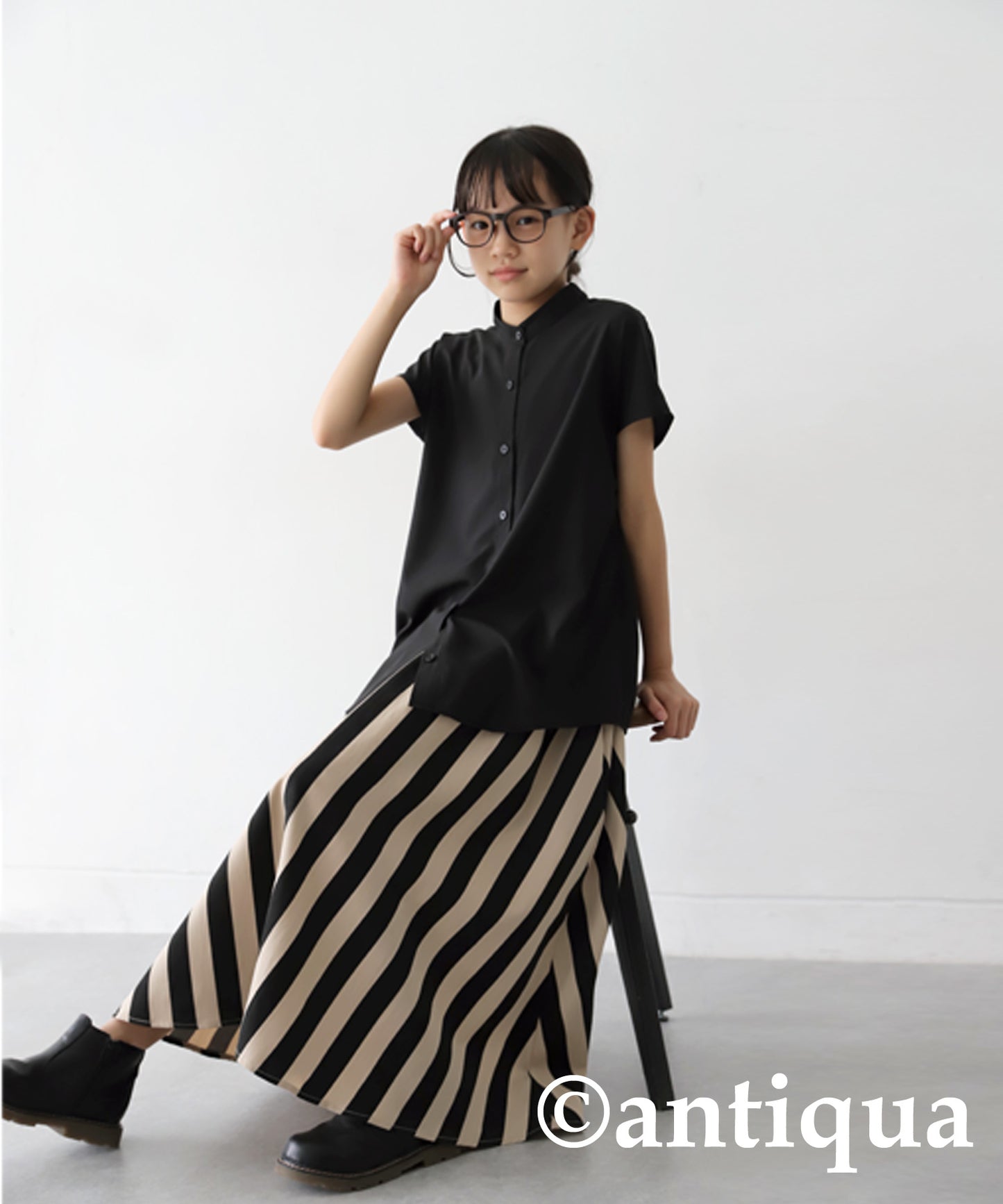 Striped Pattern Flare Skirt Junior