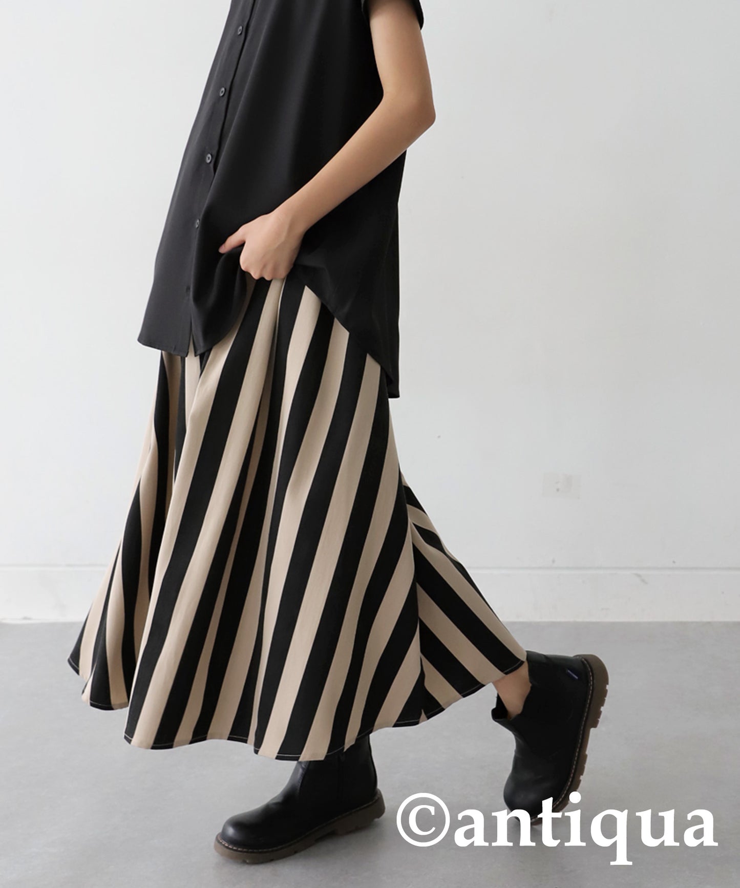 Striped Pattern Flare Skirt Junior