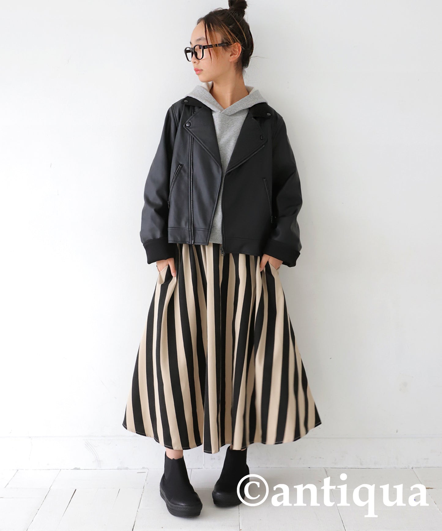 Striped Pattern Flare Skirt Junior