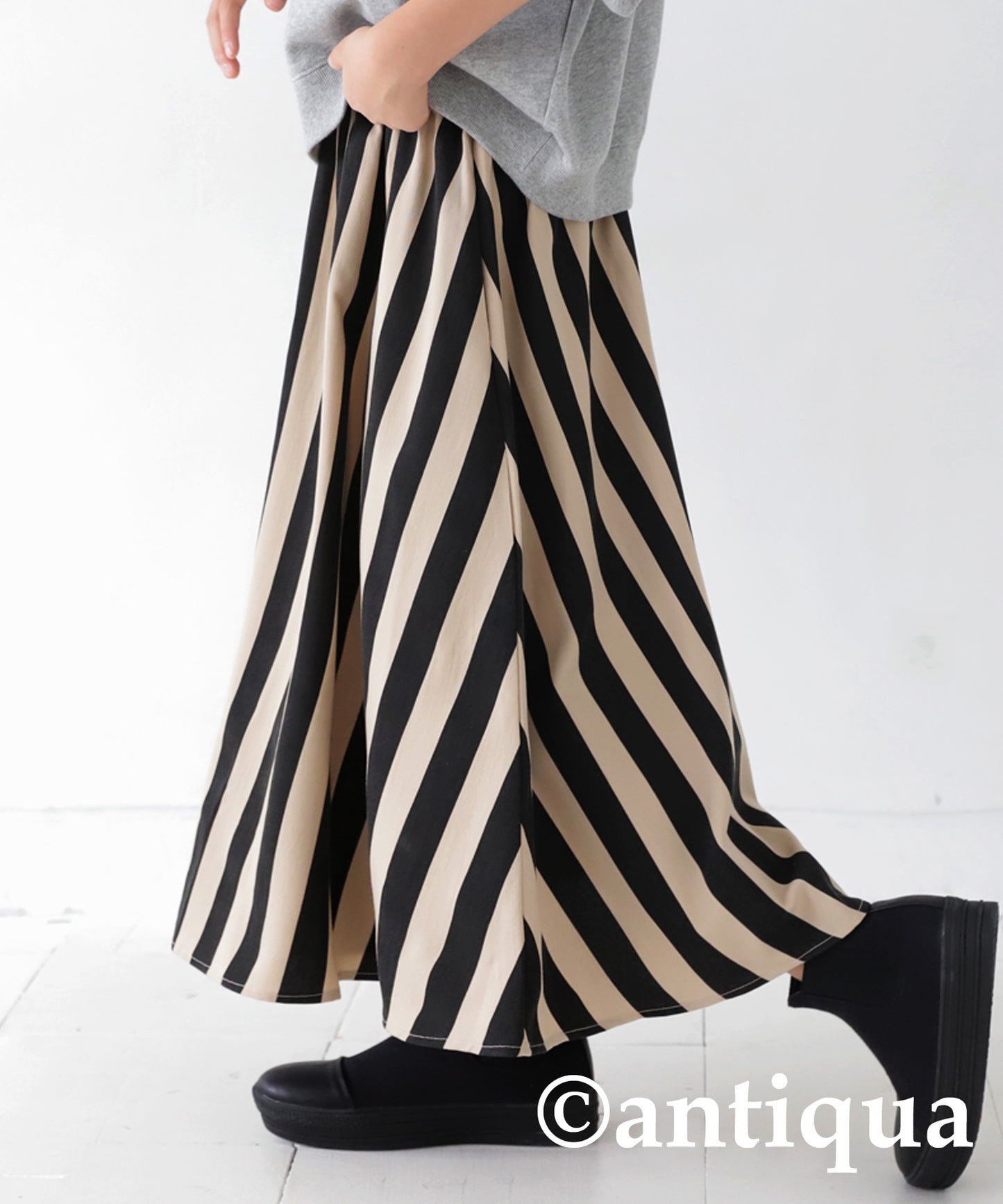 Striped Pattern Flare Skirt Junior