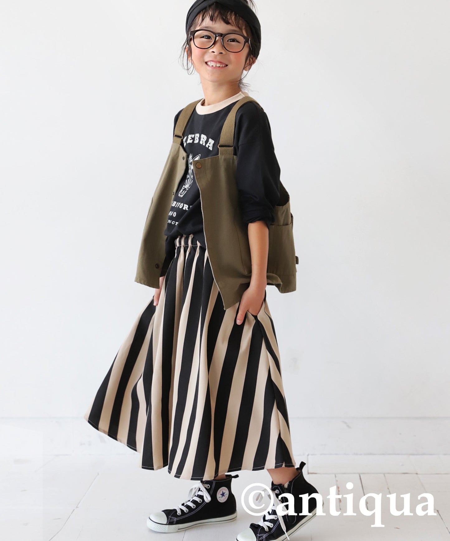 Striped Pattern Flare Skirt Junior