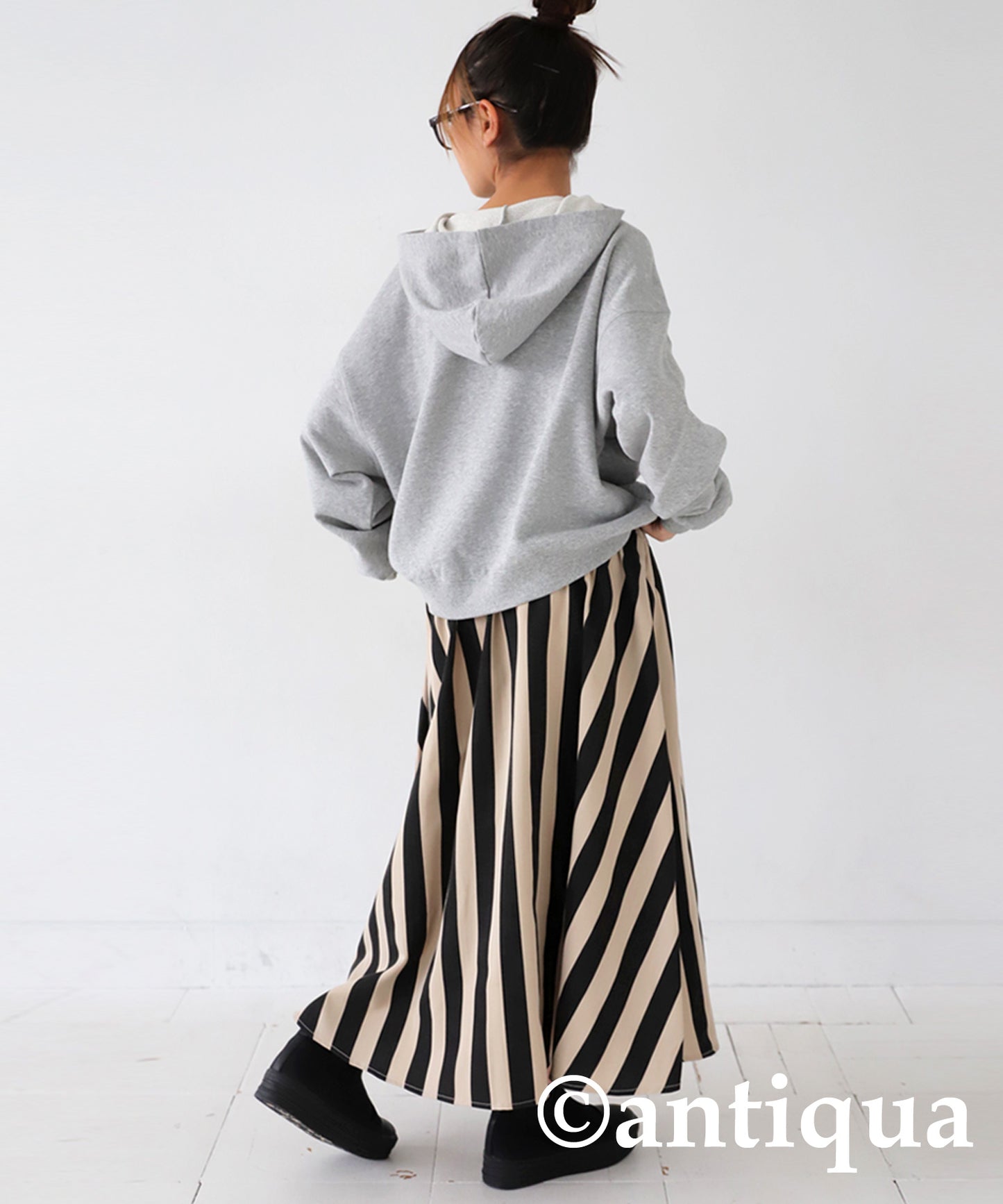 Striped Pattern Flare Skirt Junior