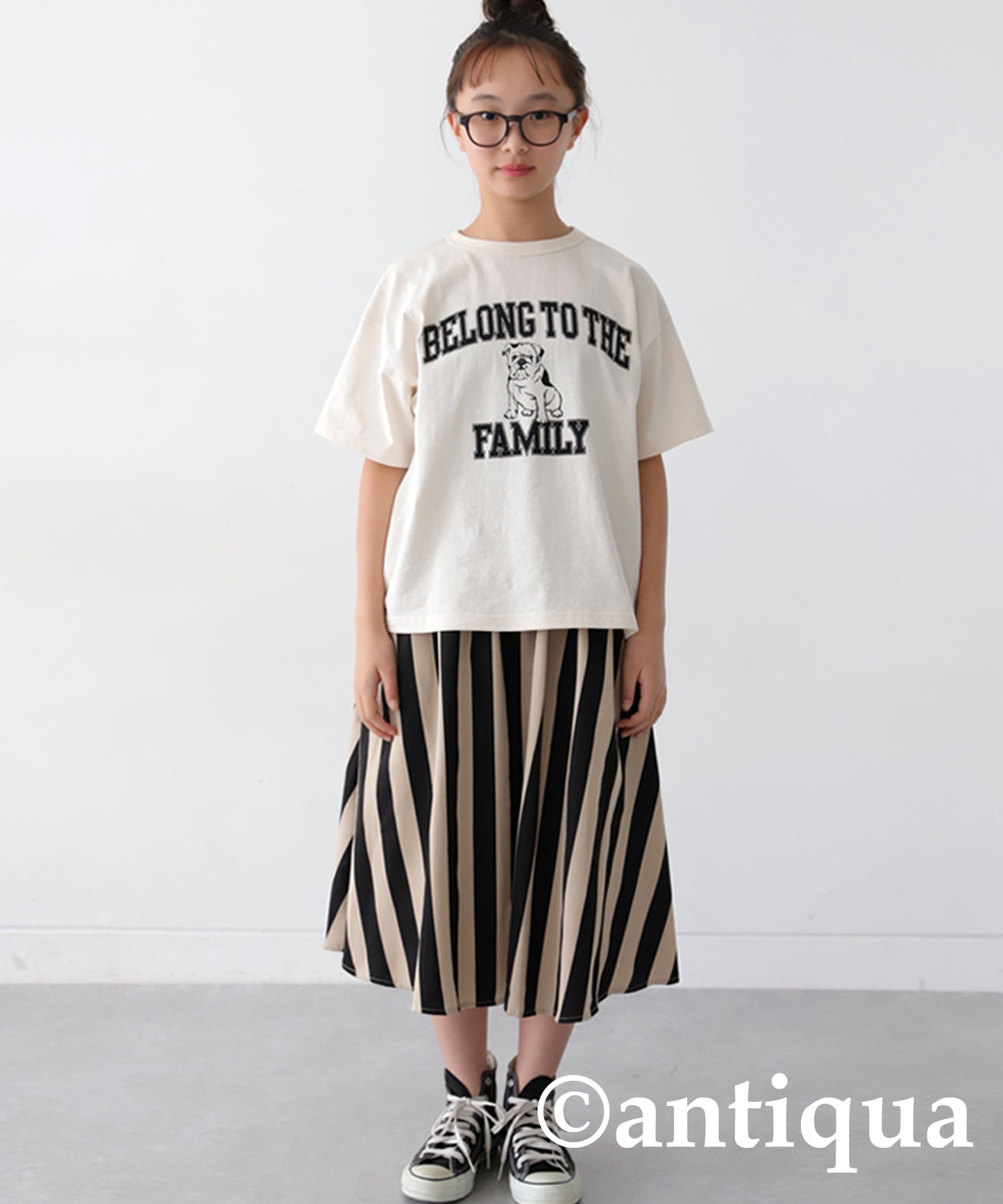 Striped Pattern Flare Skirt Junior