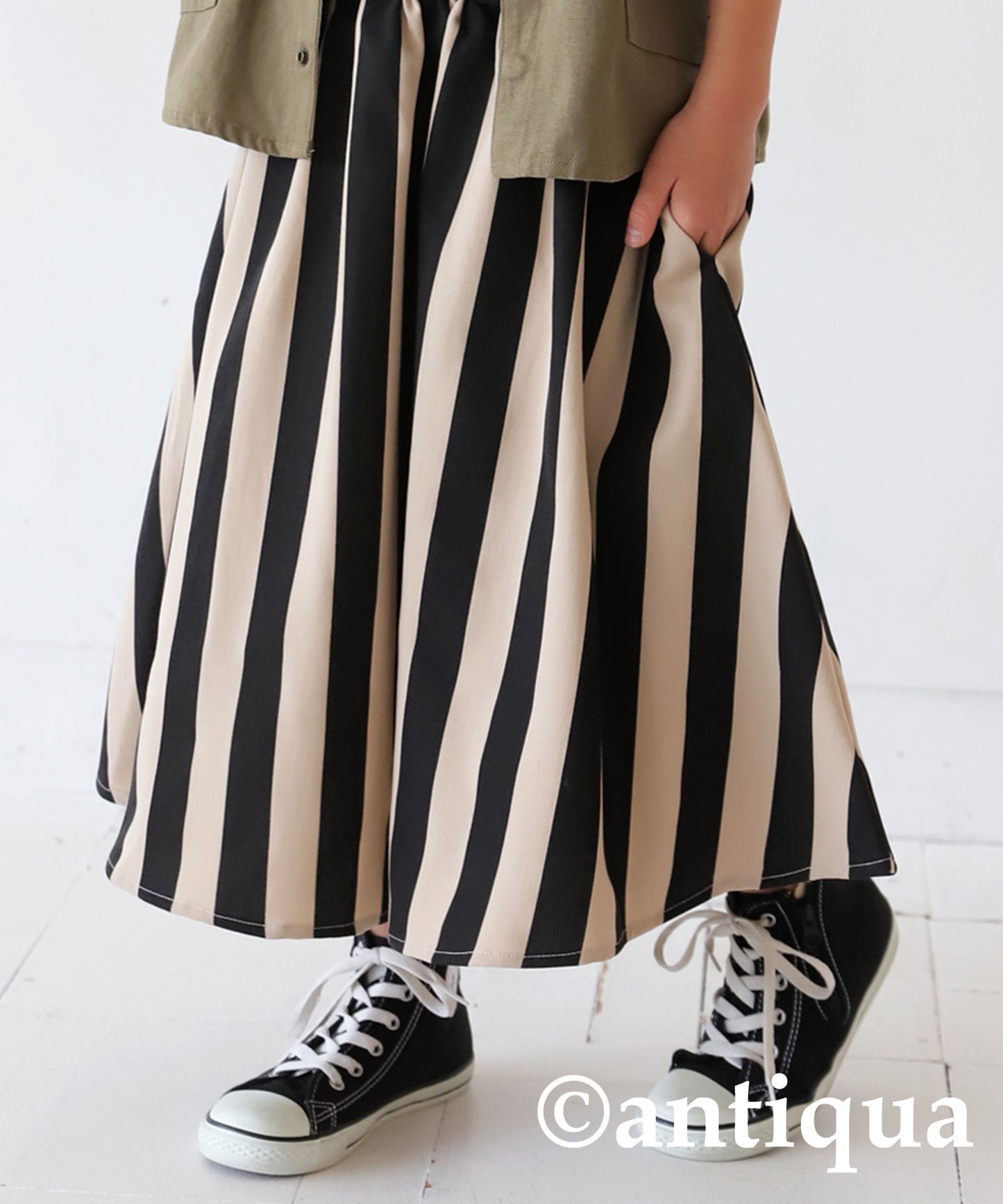 Striped Pattern Flare Skirt Junior