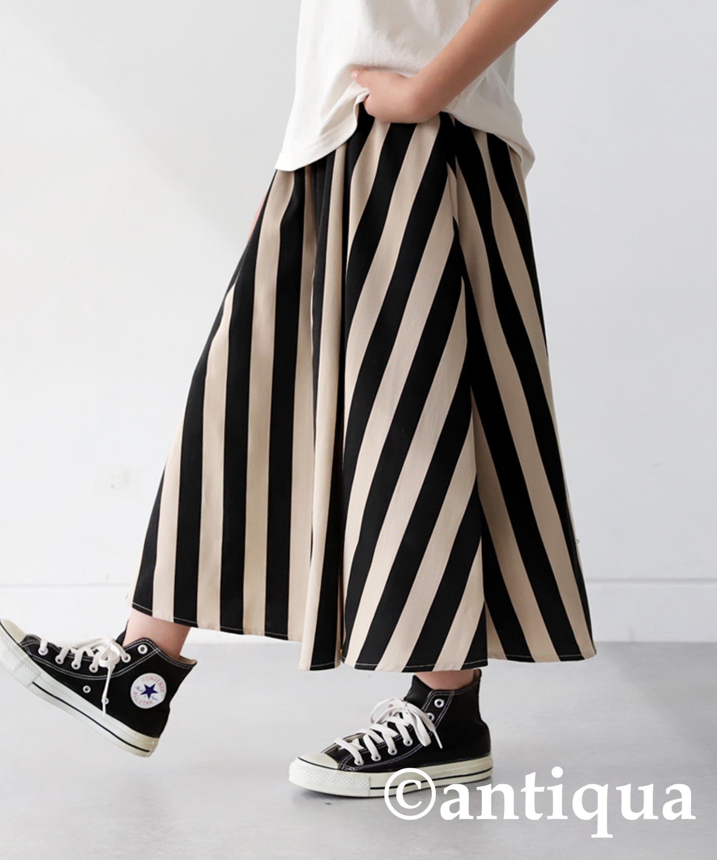 Striped Pattern Flare Skirt Junior