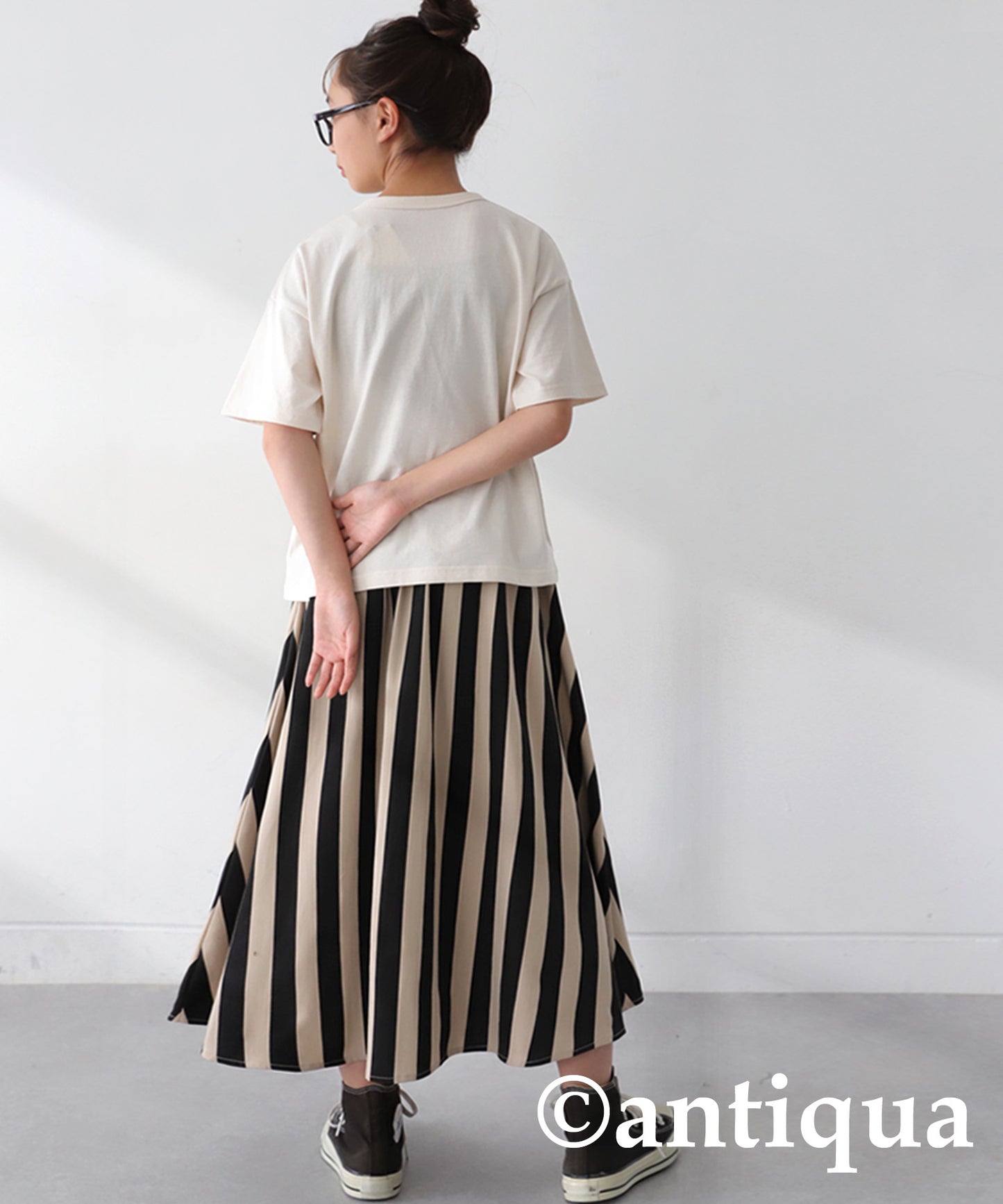 Striped Pattern Flare Skirt Junior