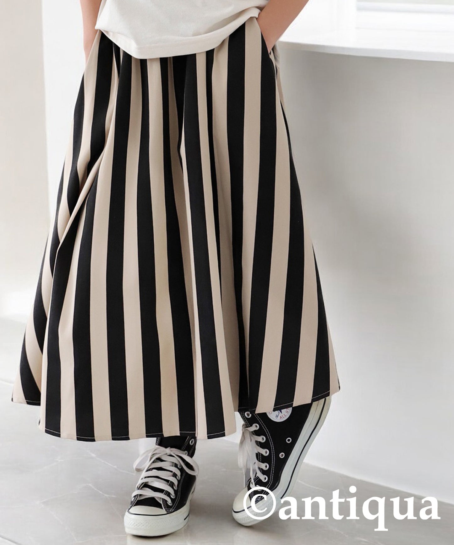 Striped Pattern Flare Skirt Junior