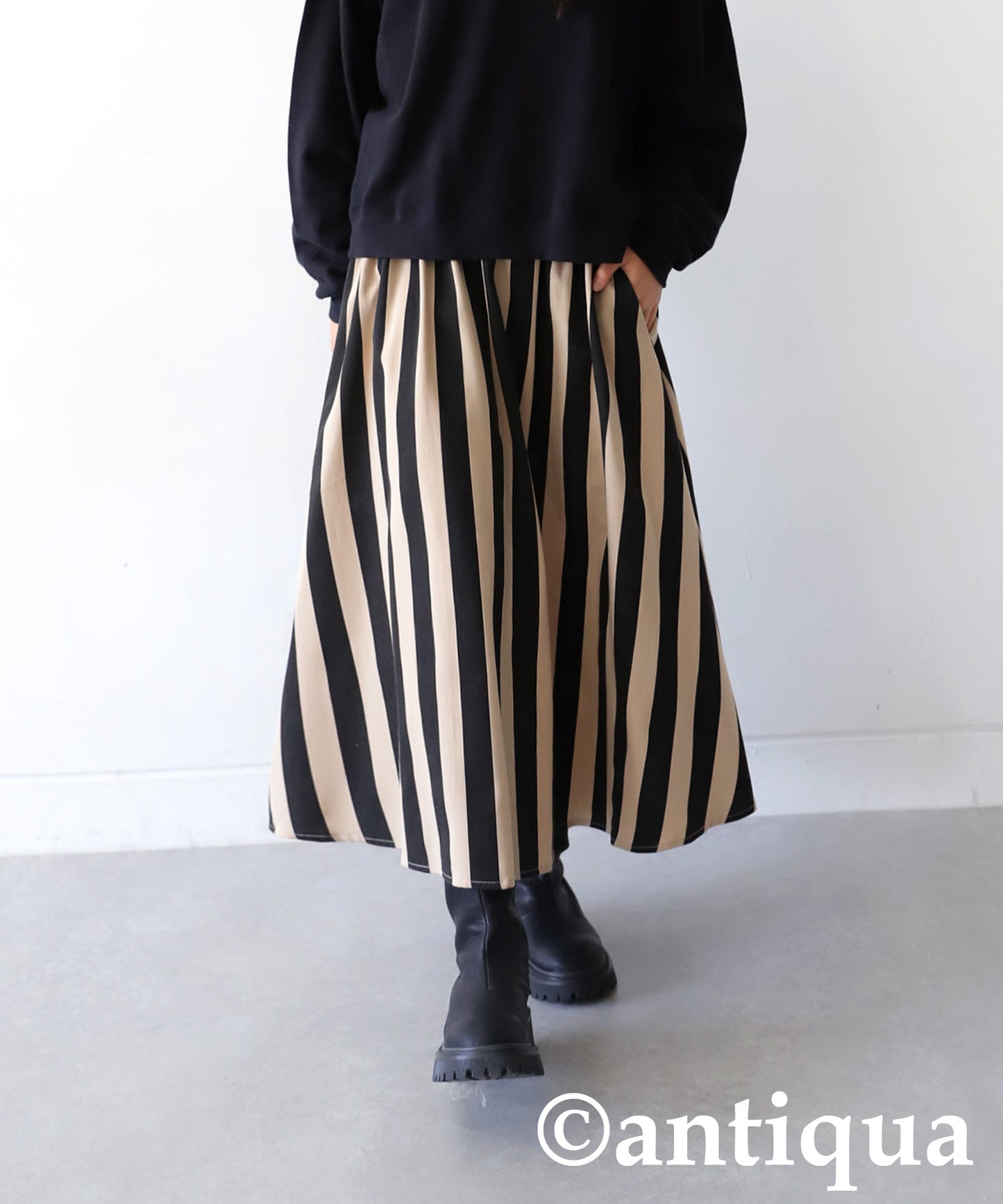 Striped Pattern Flare Skirt Junior