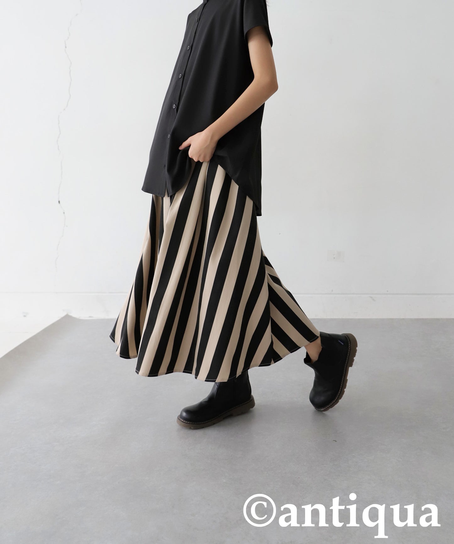 Striped Pattern Flare Skirt Junior