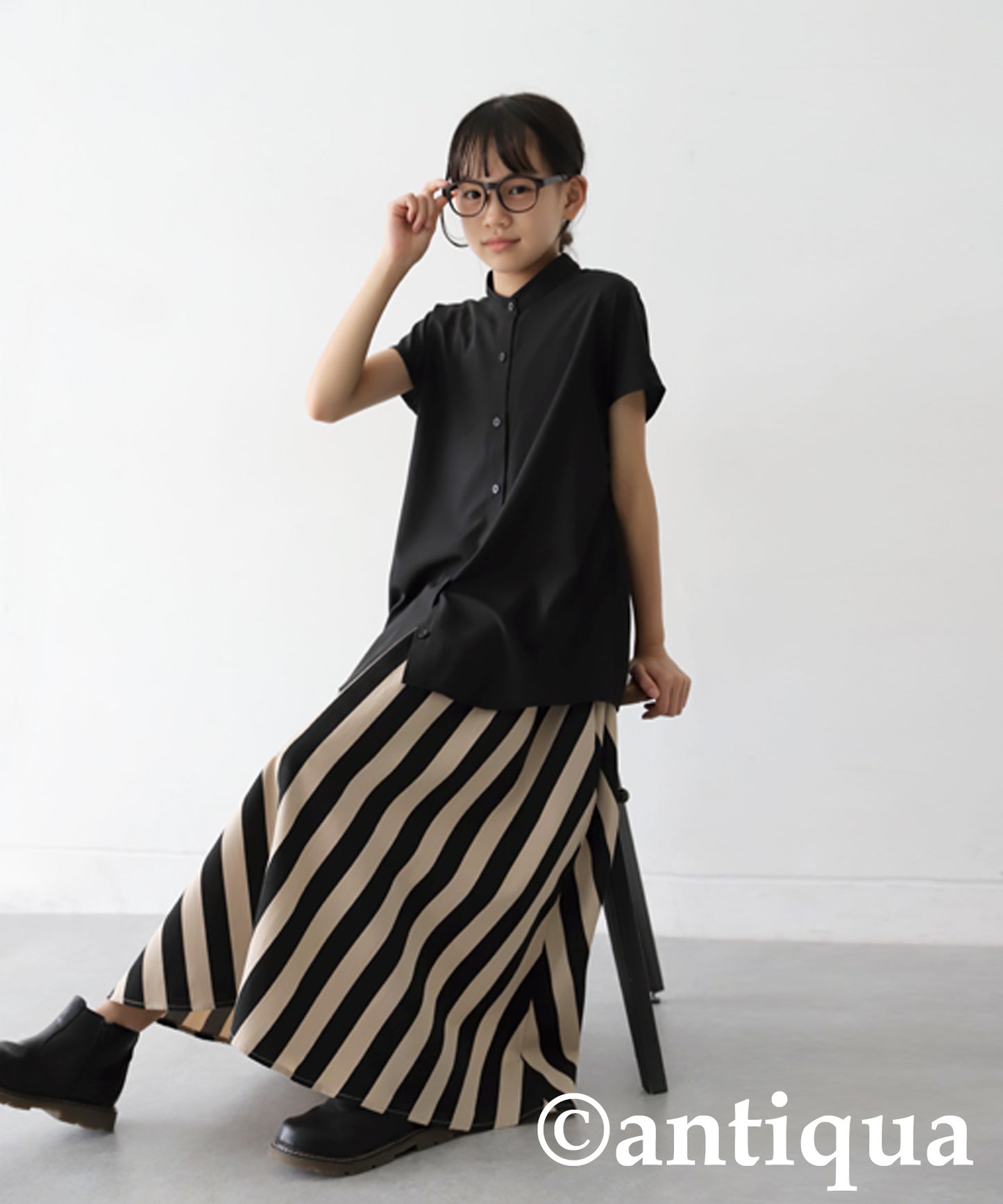 Striped Pattern Flare Skirt Junior