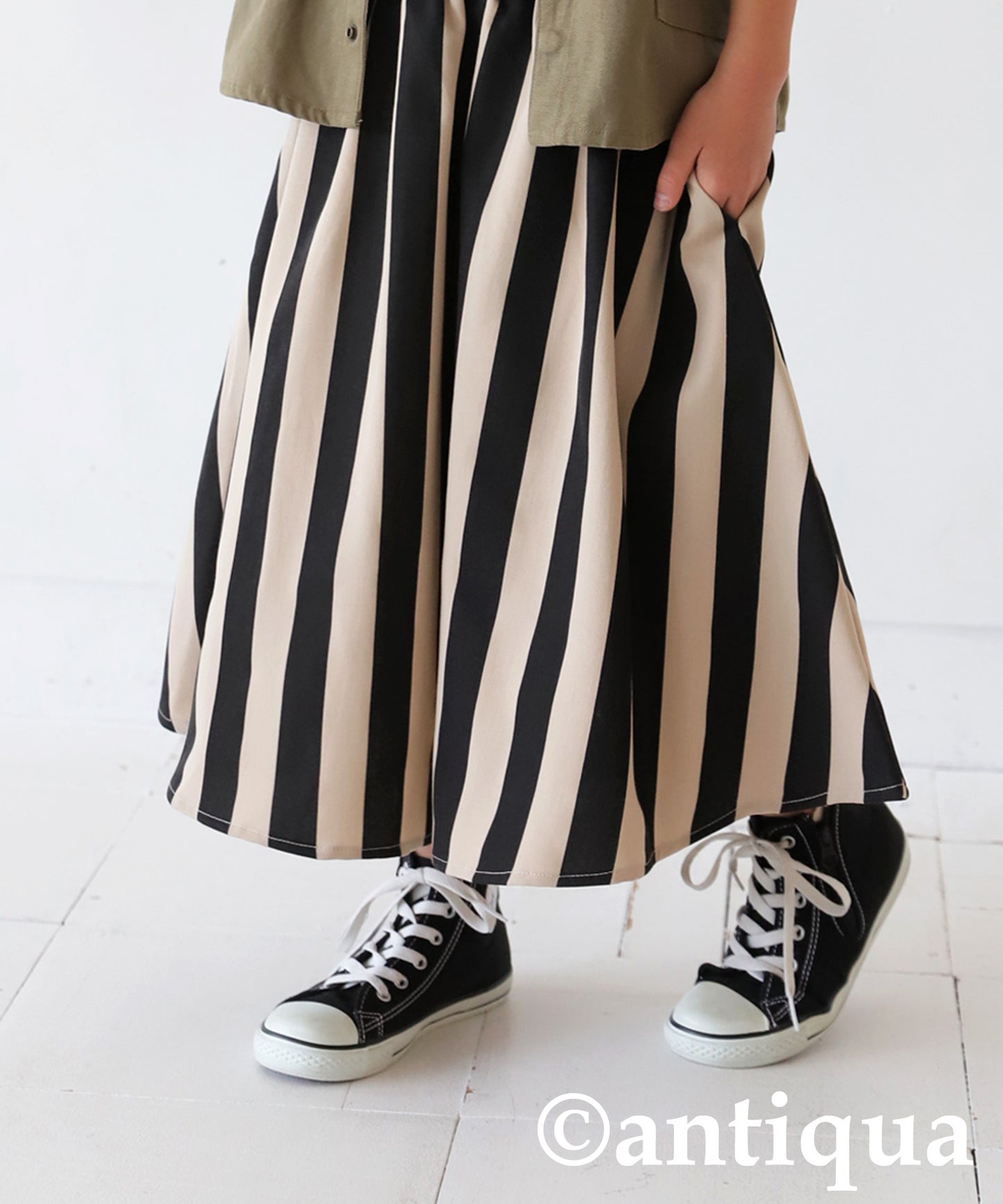 Striped Pattern Flare Skirt Junior