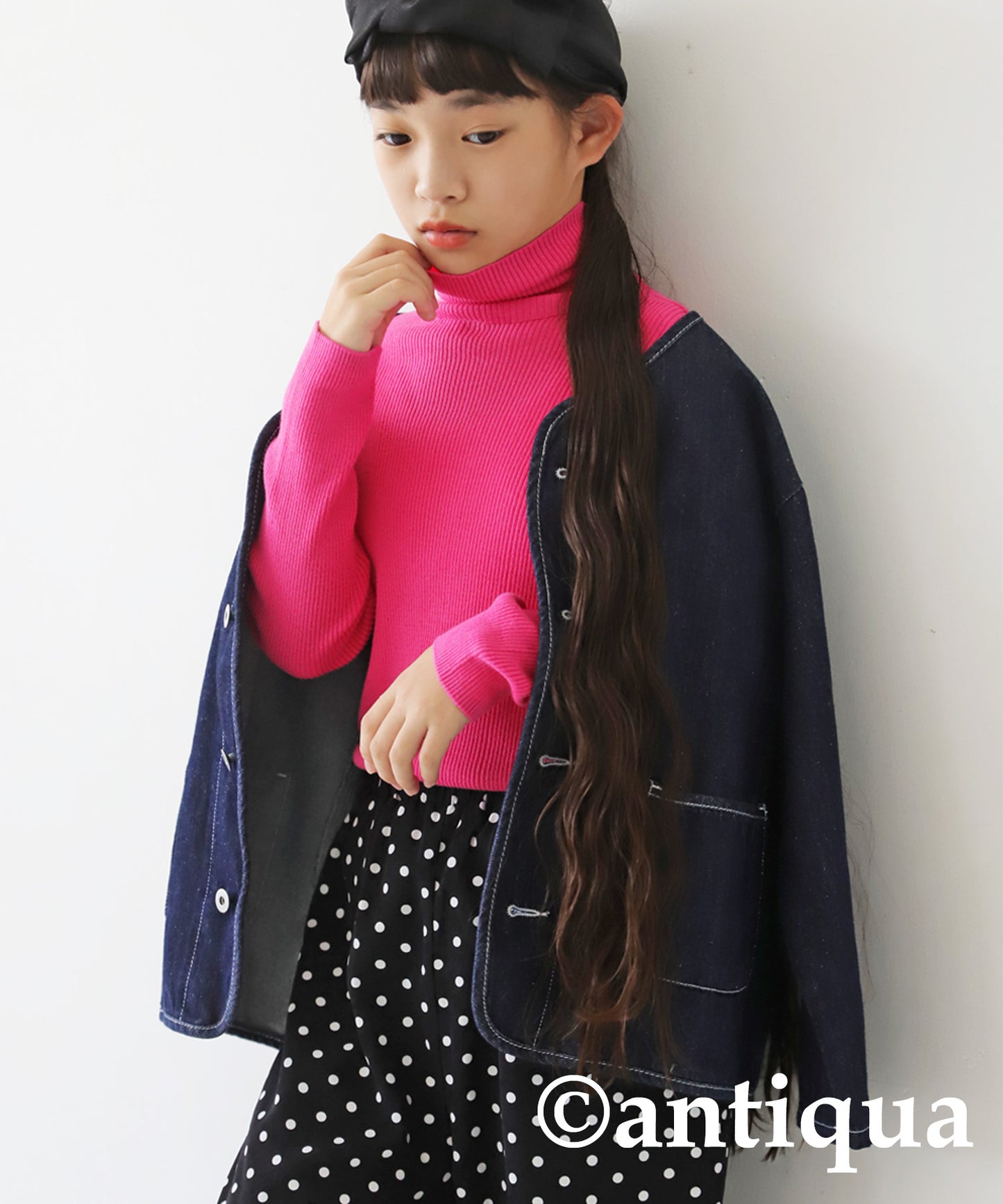 100%cotton Turtleneck Knit Kids