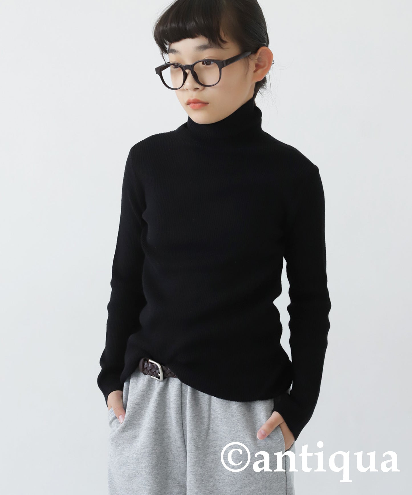 100%cotton Turtleneck Knit Kids