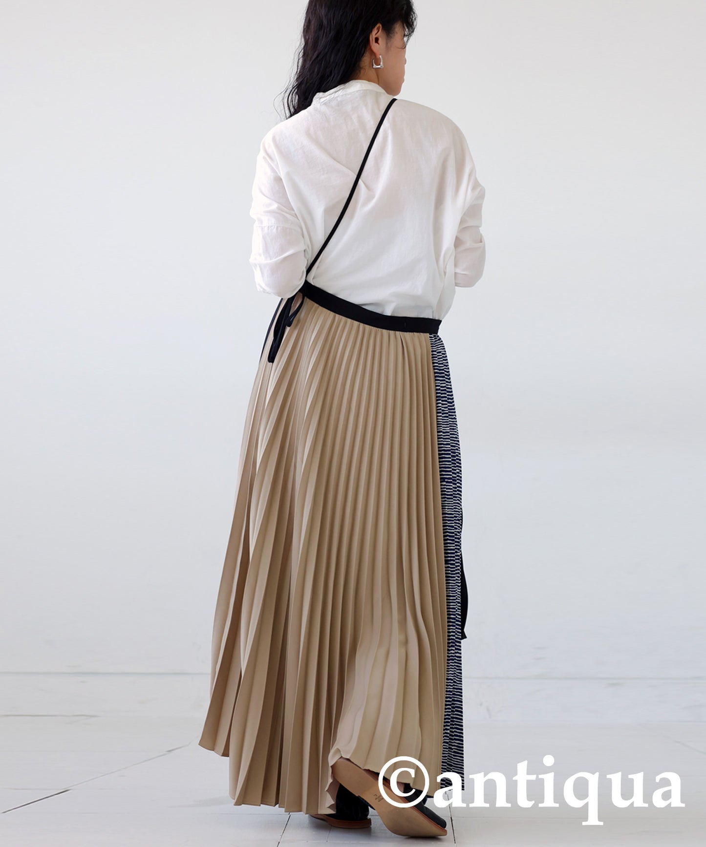 Ladies wrap pleated skirt one shoulder casual dress