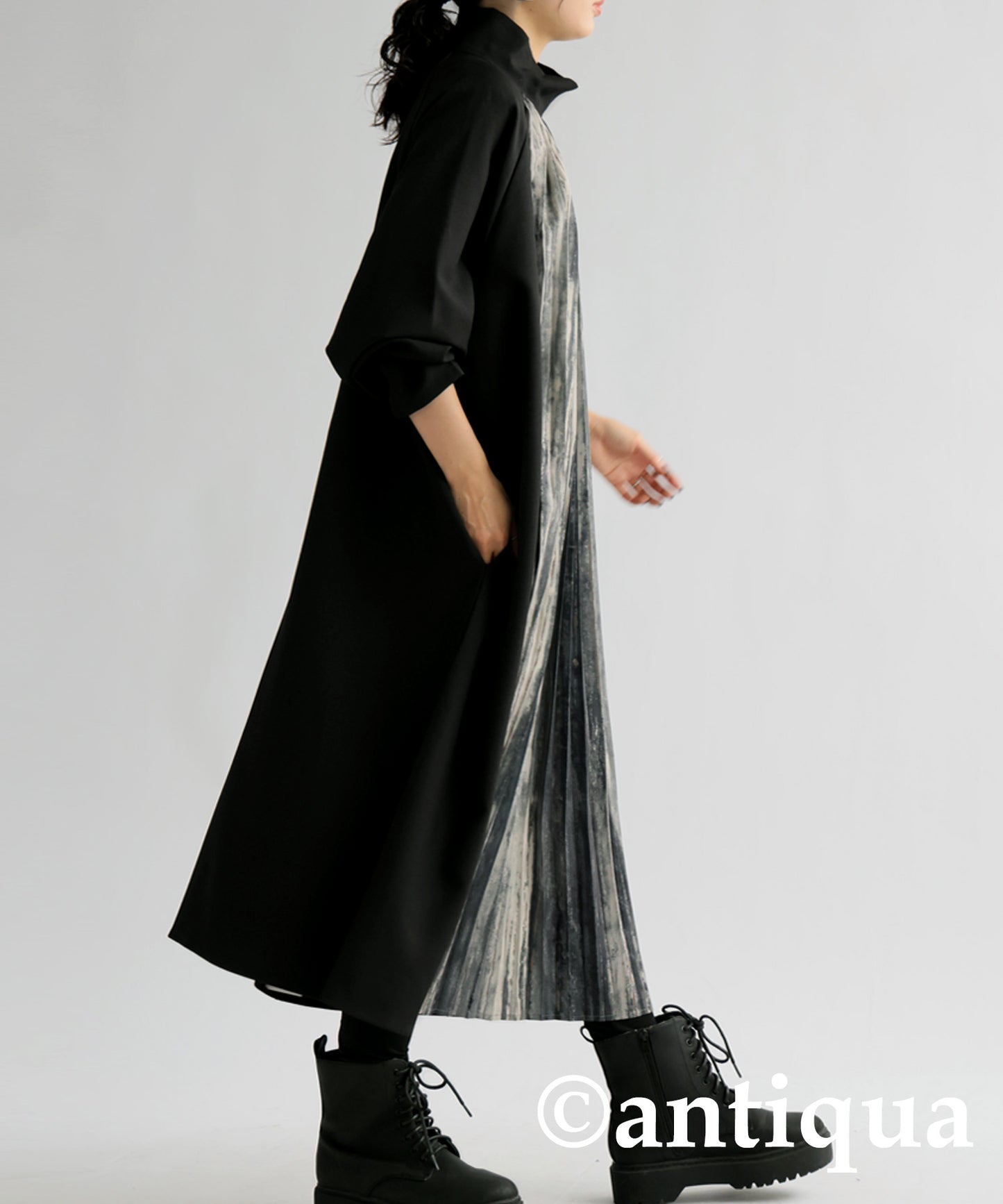 Nuance Pattern High Collar Dress Ladies