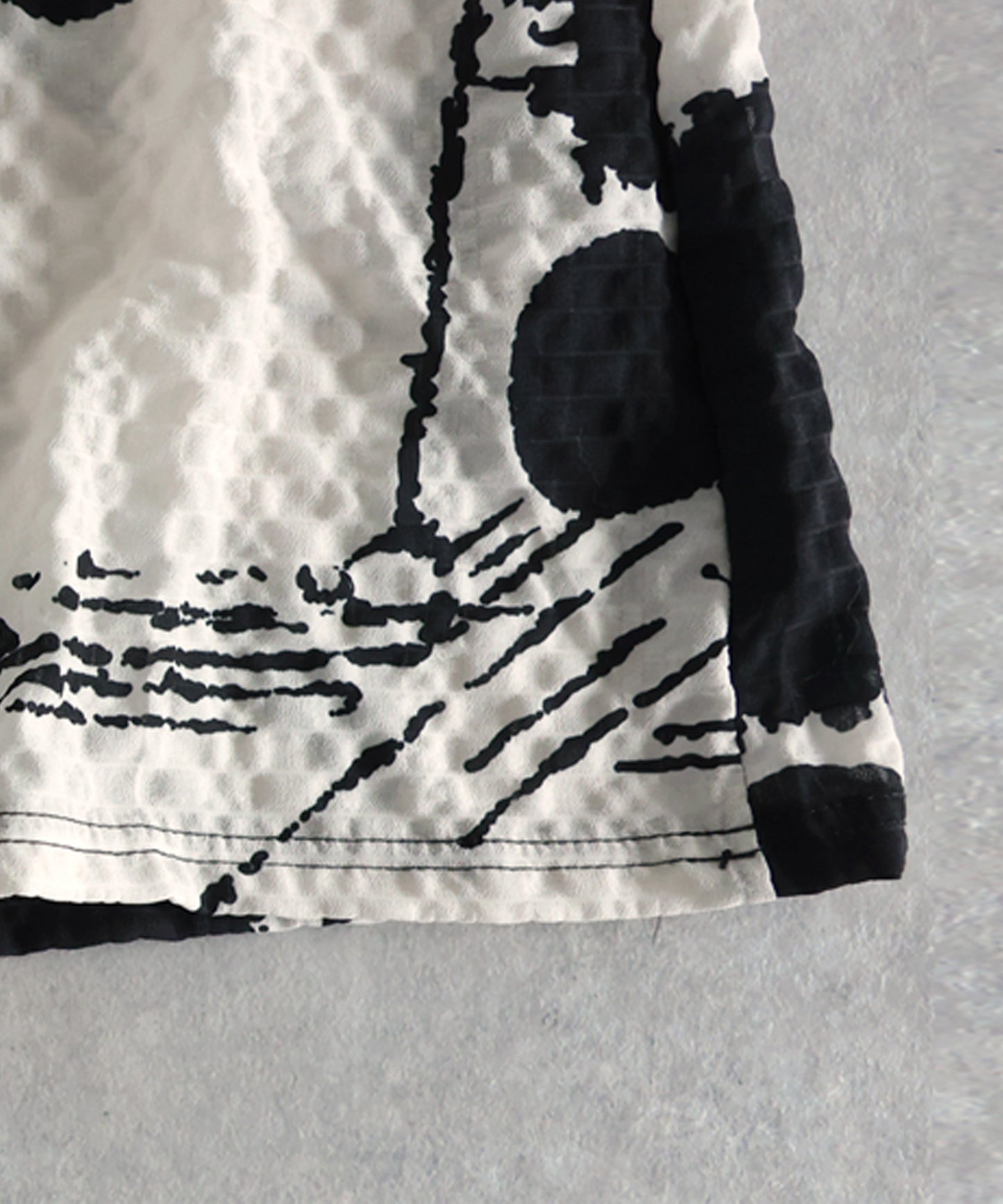 Flared Seersucker Art Print Dress Ladies