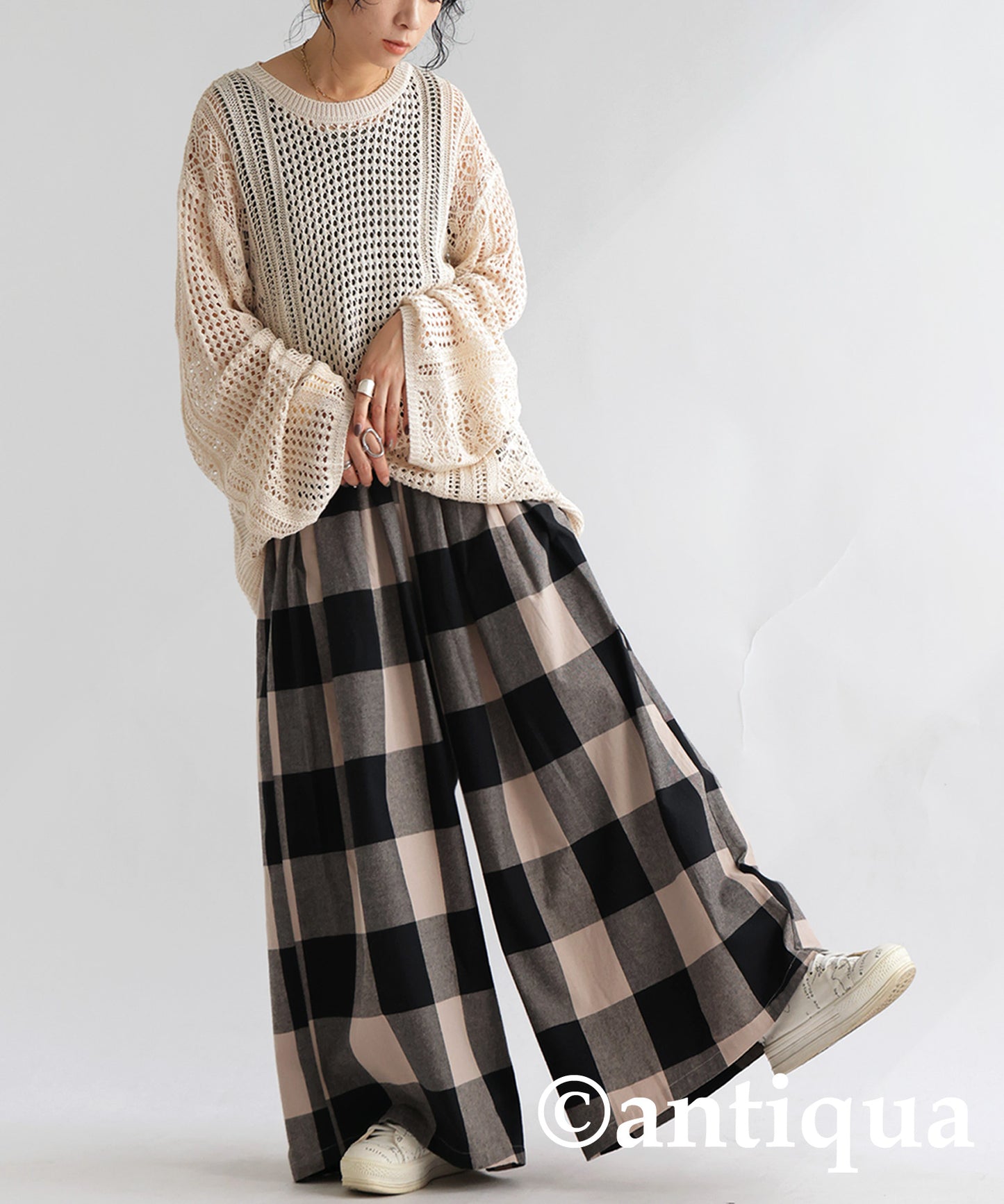 Plaid Wide Pants Ladies